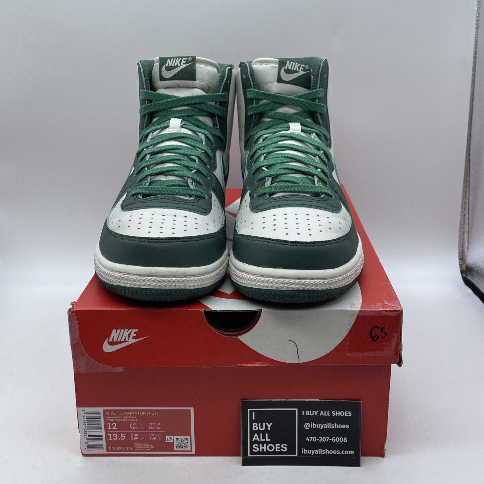 Size 12 - Nike Terminator High Noble Green White Leather (FD0650-100)