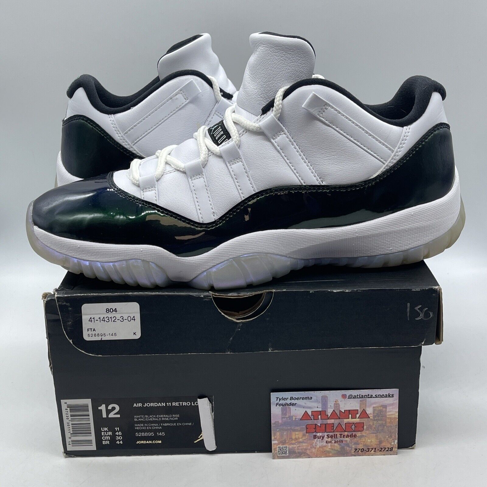 Size 12 - Air Jordan 11 Retro Low Emerald White Green Leather (528895-145)