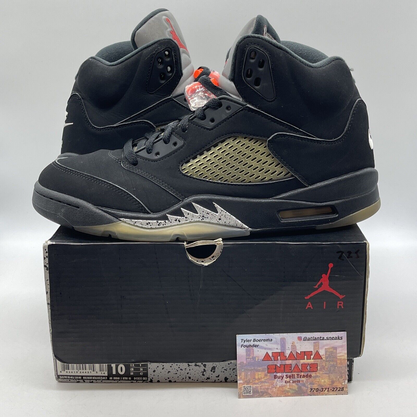 Size 10 - Jordan 5 OG Mid Metallic Silver Black Suede (845035-003)