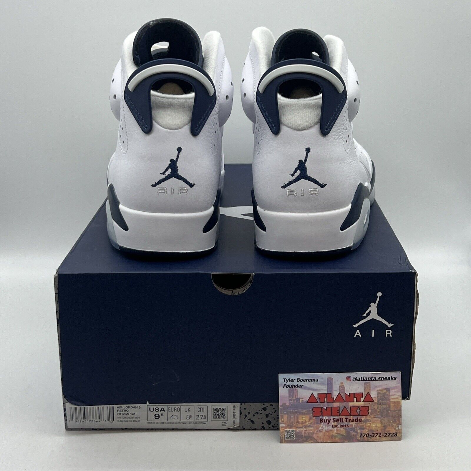 Size 9.5 - Jordan 6 Retro Midnight Navy Brand New Og All White