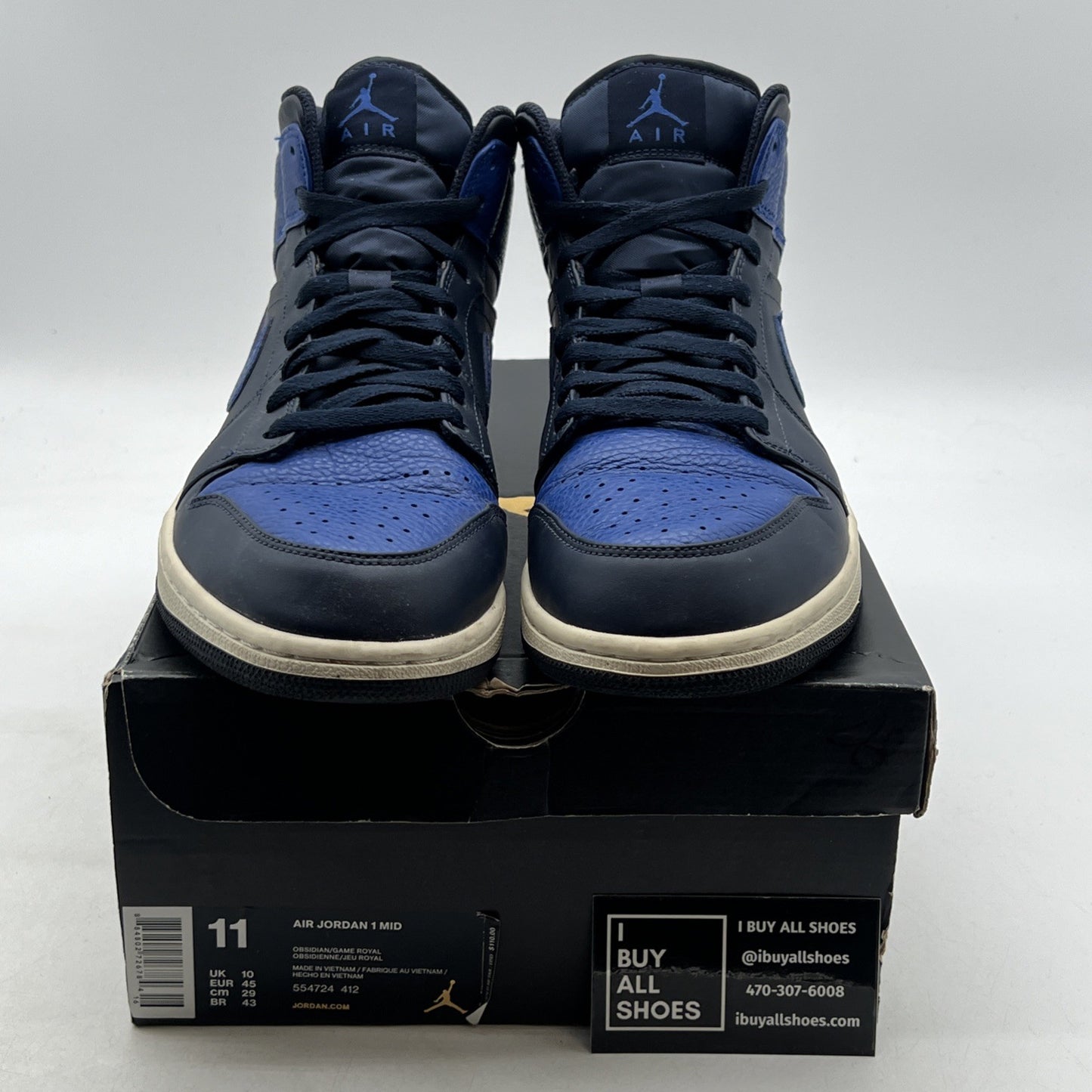 Size 11 - Air Jordan 1 Retro Mid Obsidian Royal (554724-412)
