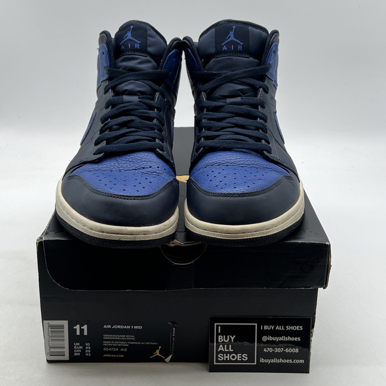 Size 11 - Air Jordan 1 Retro Mid Obsidian Royal (554724-412)