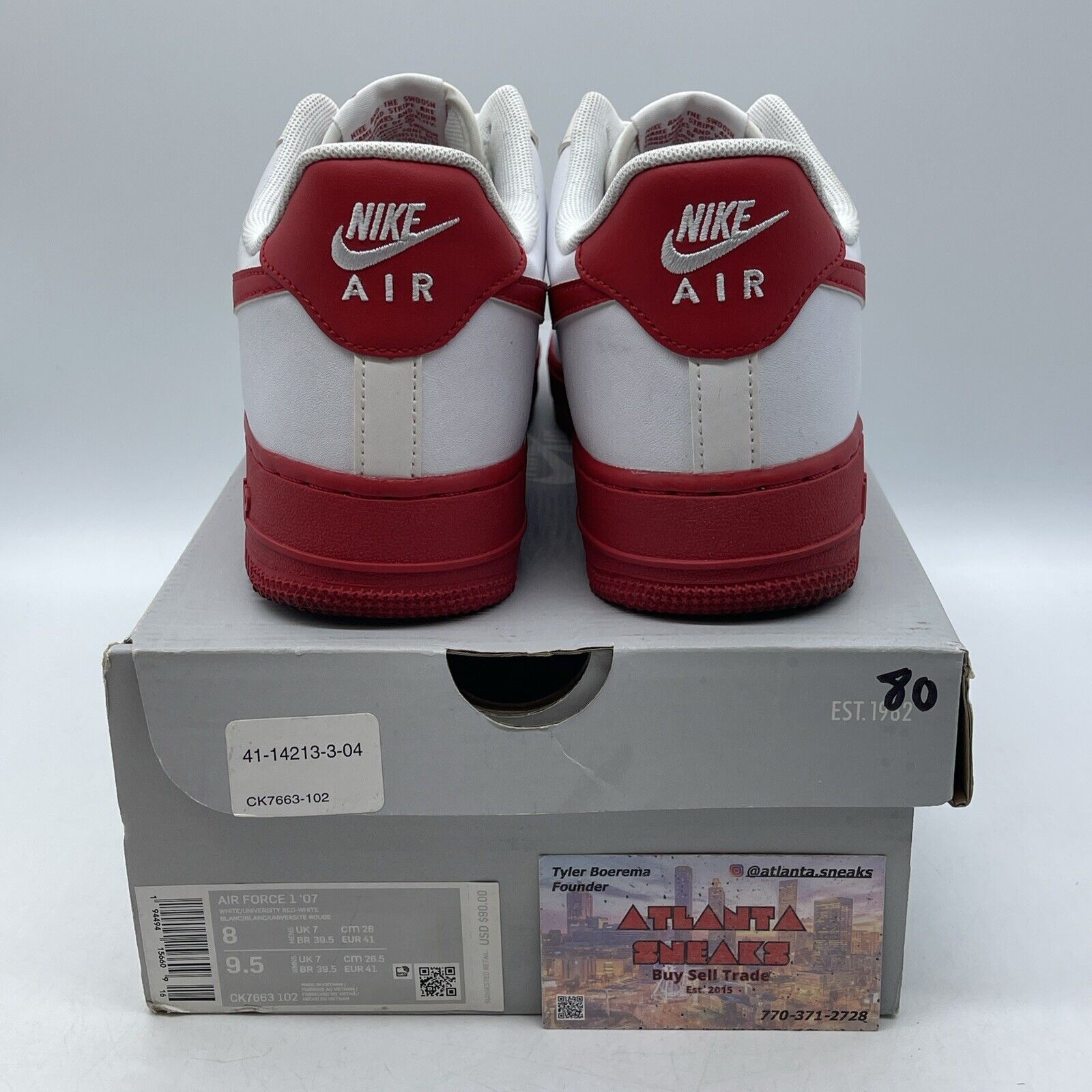 Size 8 - Nike Air Force 1 Low White Red Sole Leather (CK7663-102)