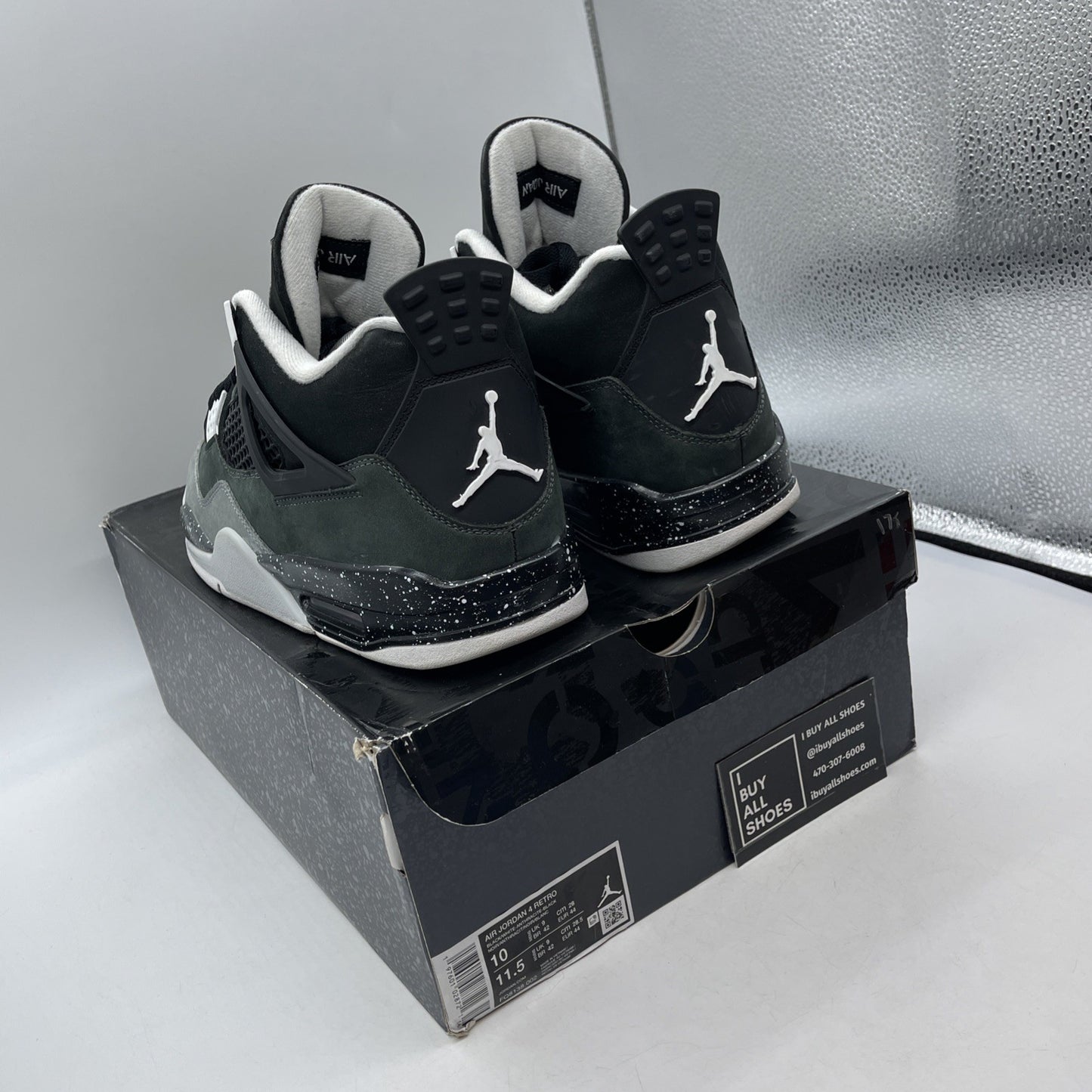 Size 10 - Air Jordan 4 Retro 2024 Fear Black White Suede (FQ8138-002)