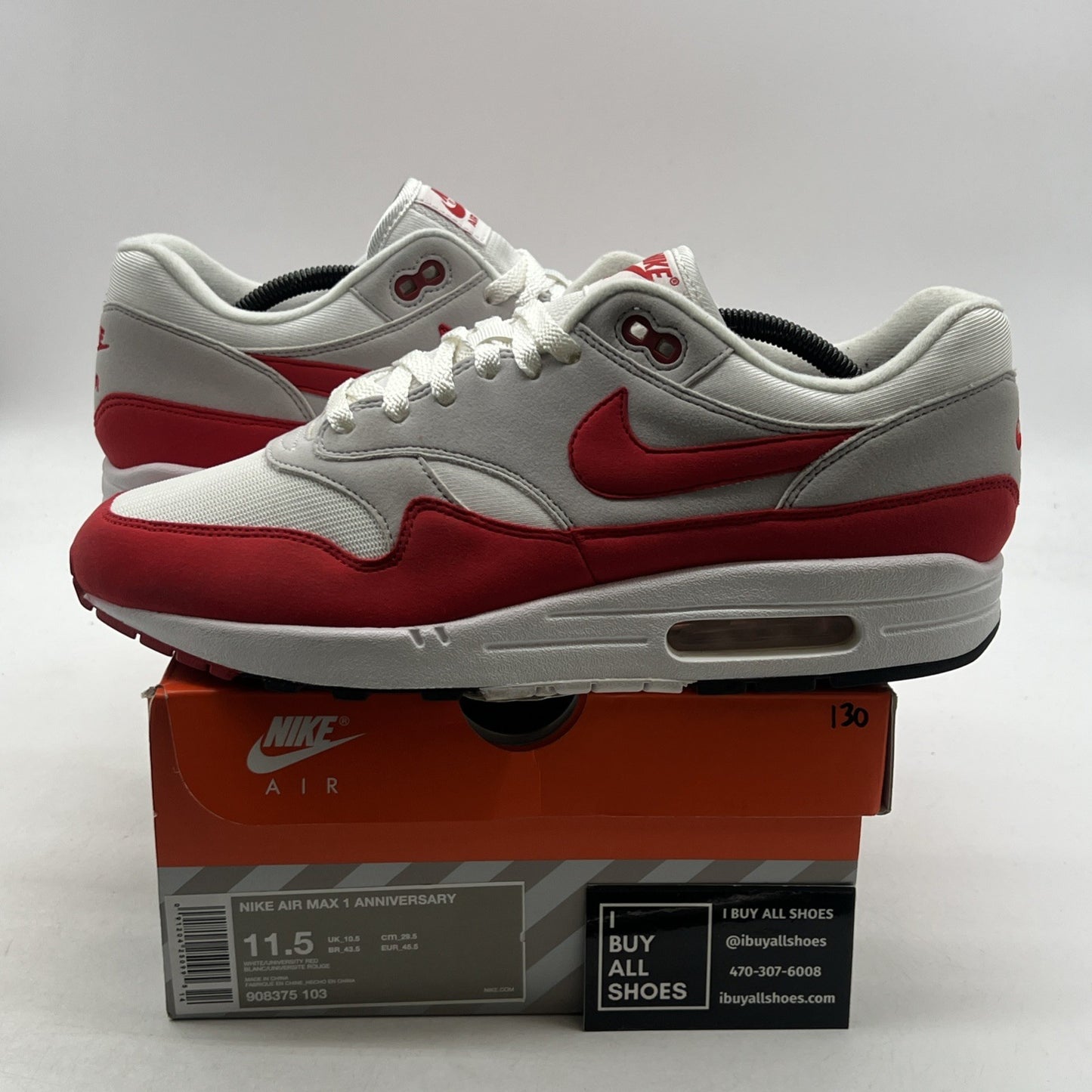 Size 11.5 - Nike Air Max 1 OG Anniversary 2017 Re-Release Red (908375-103)