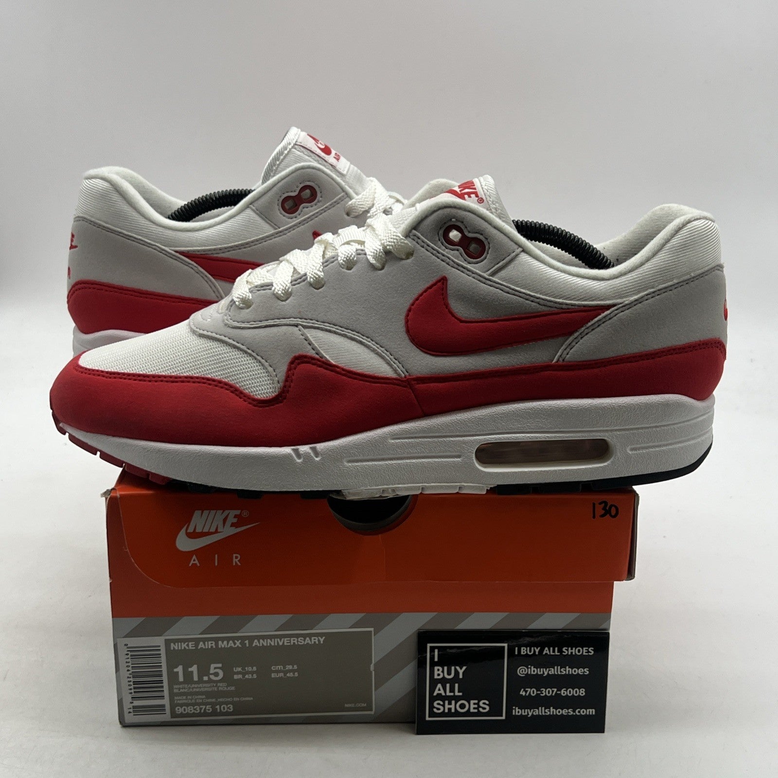 Size 11.5 - Nike Air Max 1 OG Anniversary 2017 Re-Release Red (908375-103)