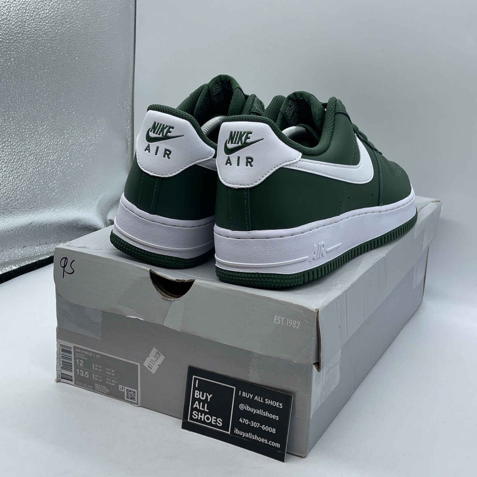 Size 12 - Nike Air Force 1 '07 Shoes Fir Dark Green White (FJ4146-300)