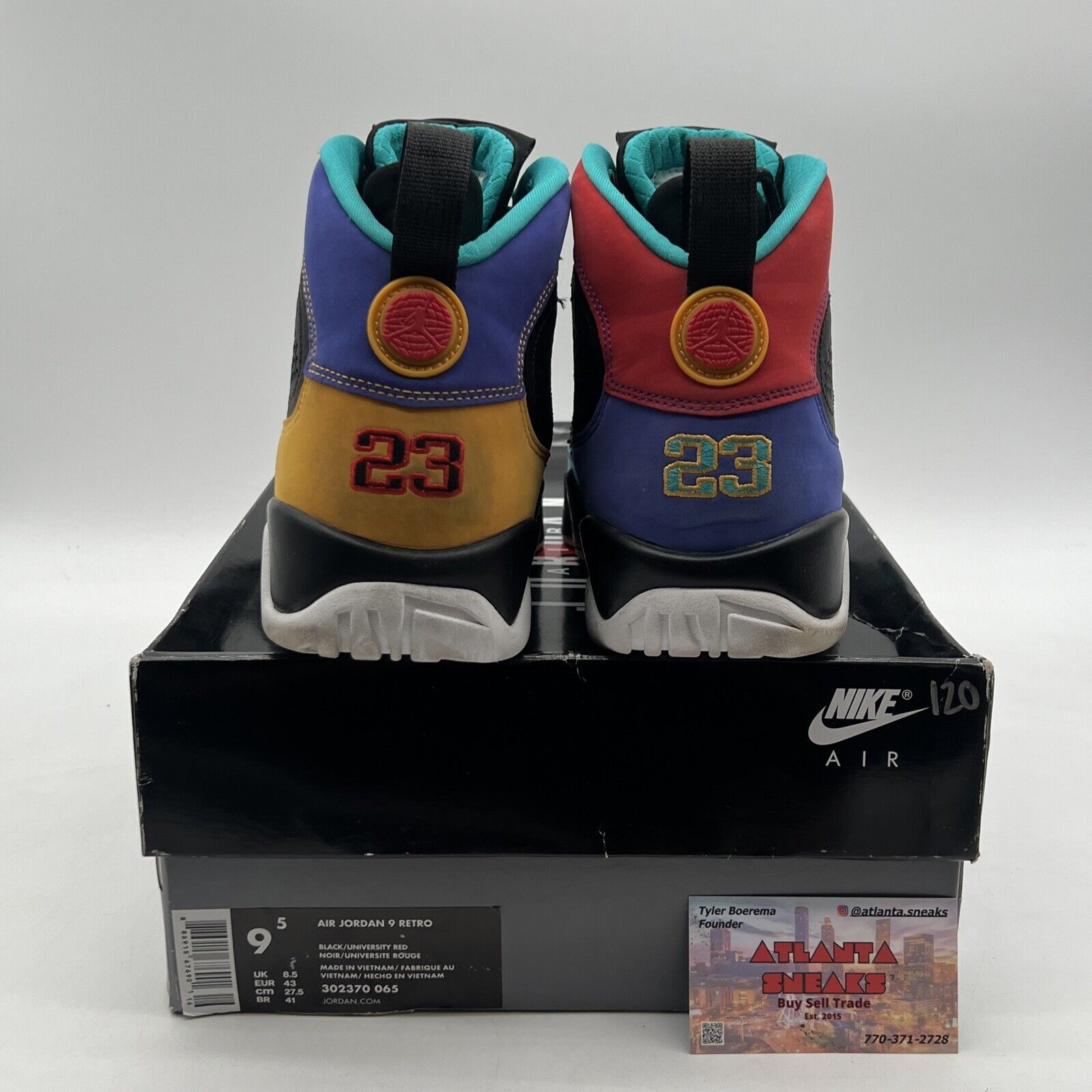 Size 9.5 - Air Jordan 9 Retro Dream It, Do It Purple Aqua Red Black (302370-065)