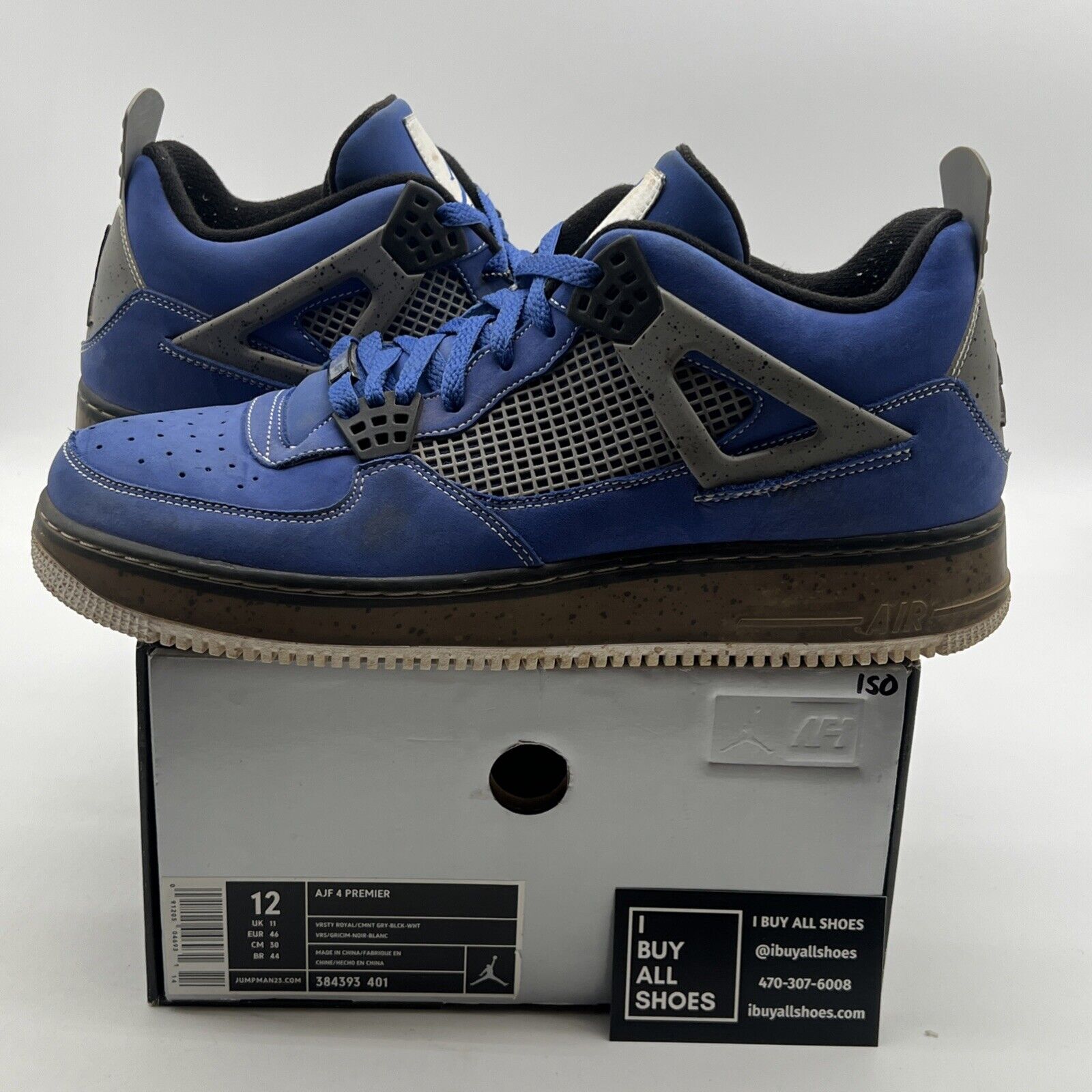 Size 12 - Air Jordan Fusion 4 Premier Varsity Royal Cement (384393-401)