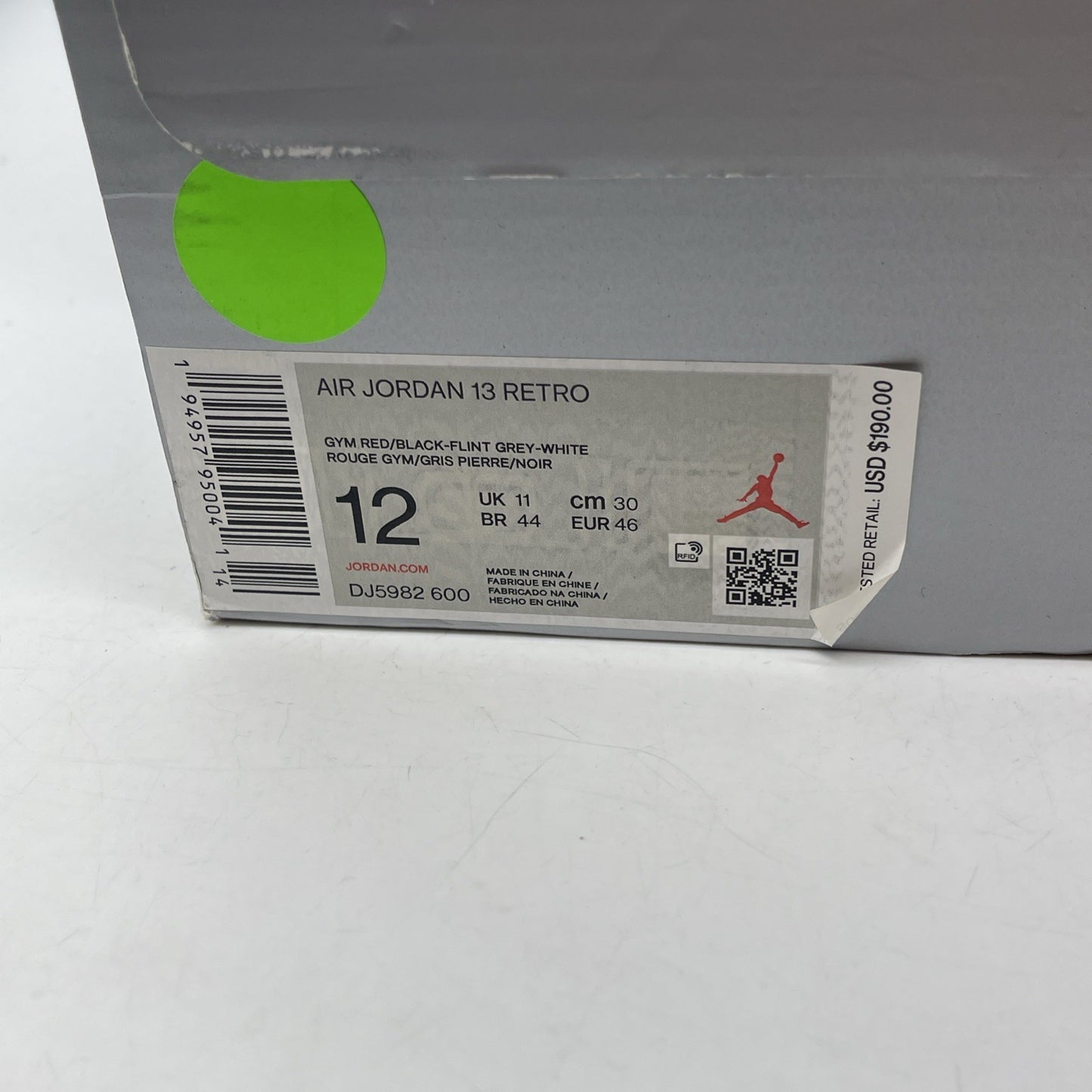 Size 12 - Jordan 13 Gym Red Flint Grey White Suede Leather (DJ5982600)