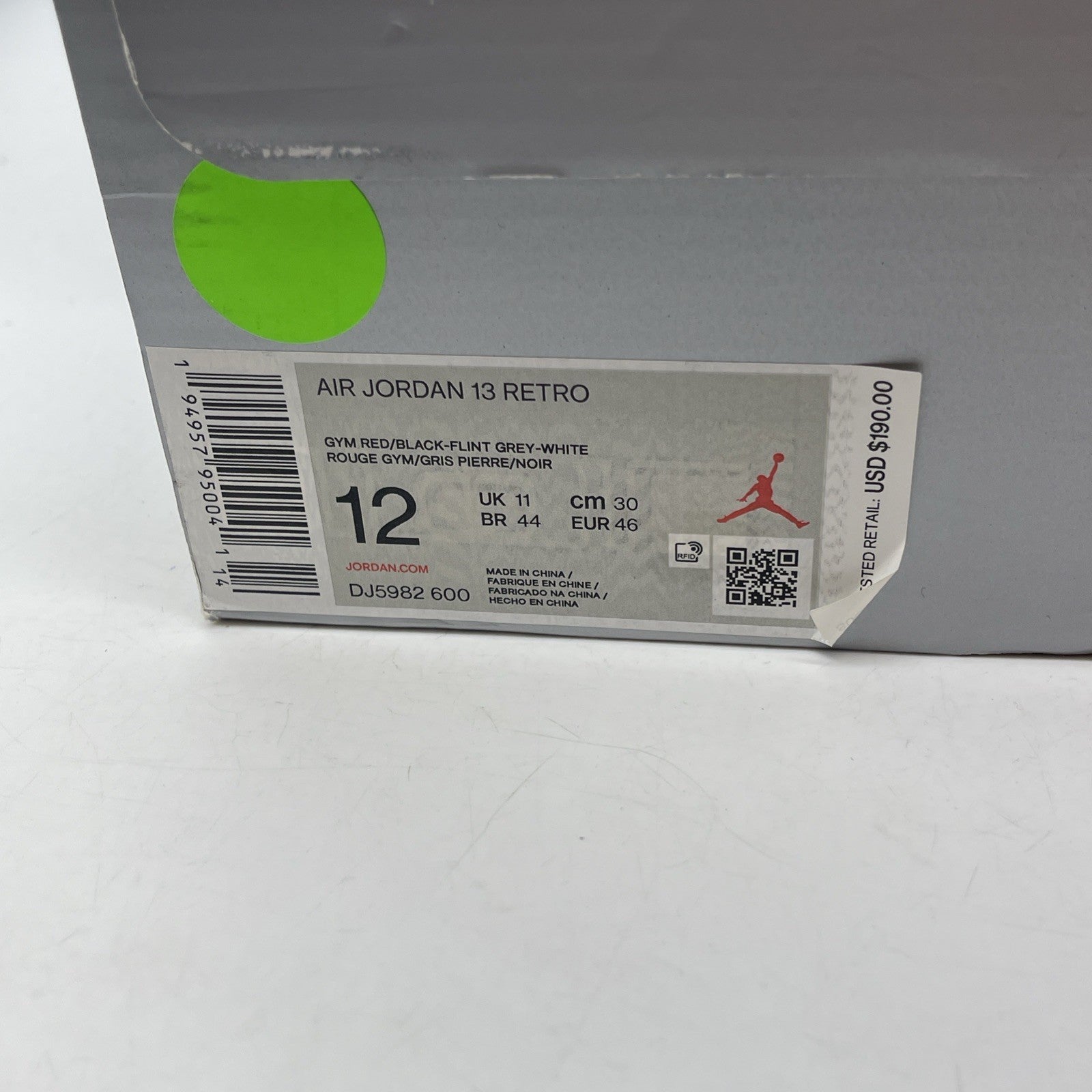 Size 12 - Jordan 13 Gym Red Flint Grey White Suede Leather (DJ5982600)