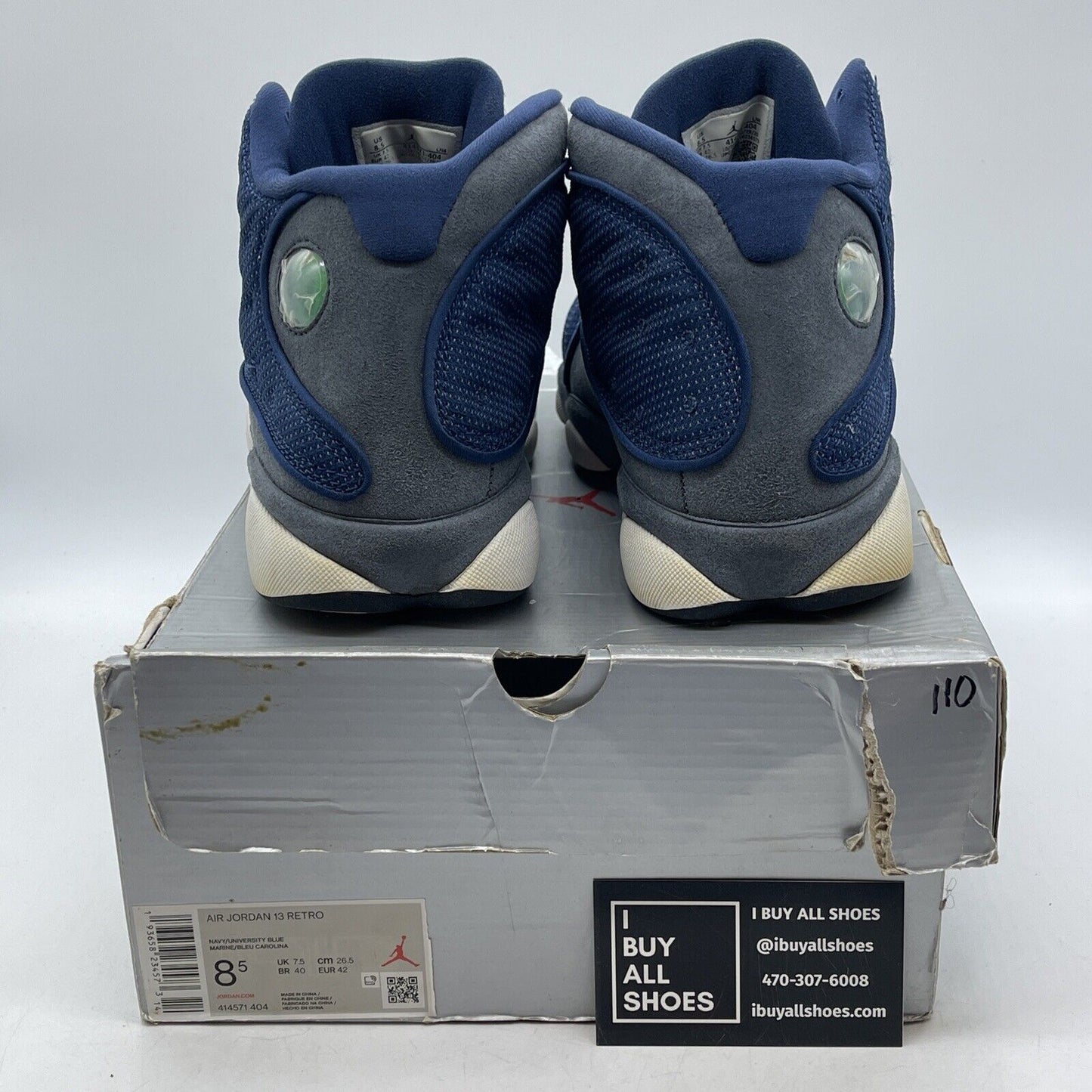 Size 8.5 - Jordan 13 Retro Mid Flint Blue Grey White Suede Leather (414571-404)