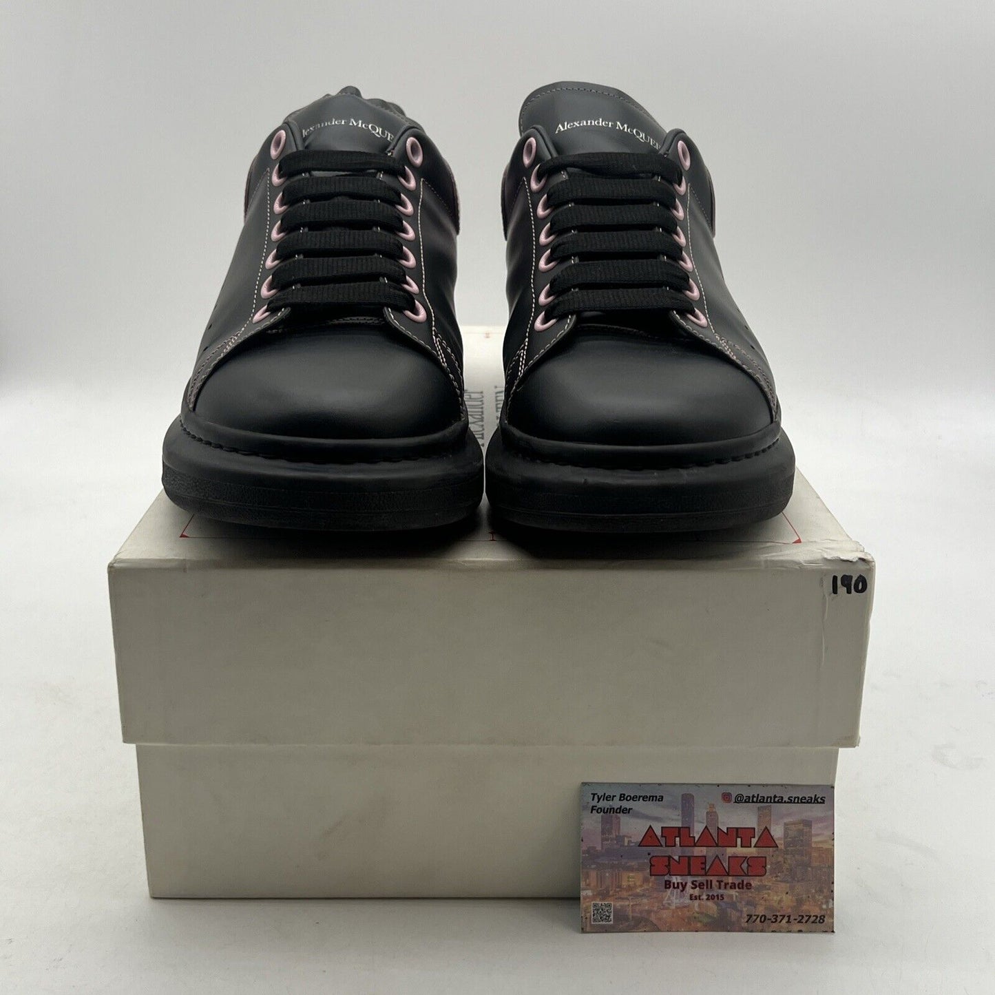 Size 11 - Alexander McQueen Men's Oversized Leather Sneakers Black Pink