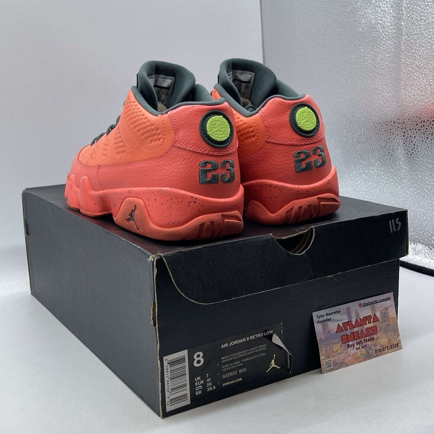 Size 8 - Air Jordan 9 Low Bright Mango Gray Leather (832822-805)