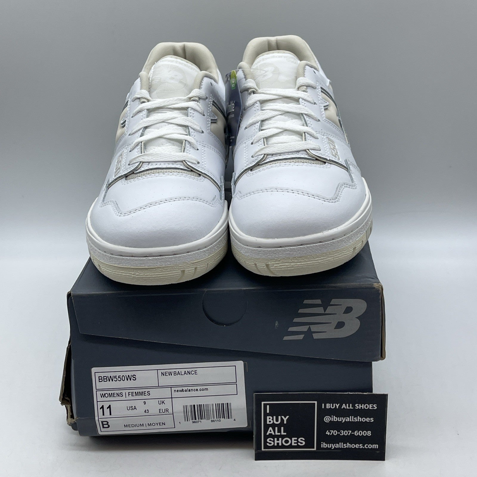Size 11W - New Balance 550 Silver Birch White Leather (BBW550WS)