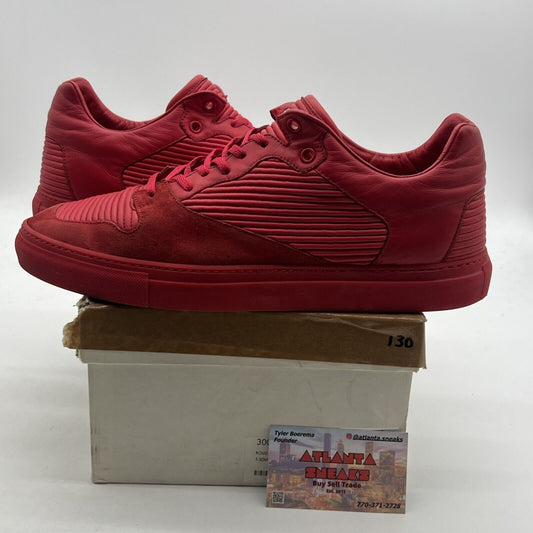 Size 10 - Balenciaga Pleated Red Suede Low-Top Sneaker