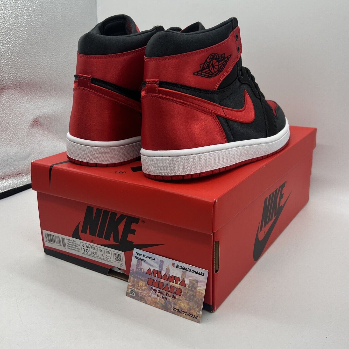 Size 10.5 - Jordan 1 OG High Satin Bred W Brand New Og All Black Red White