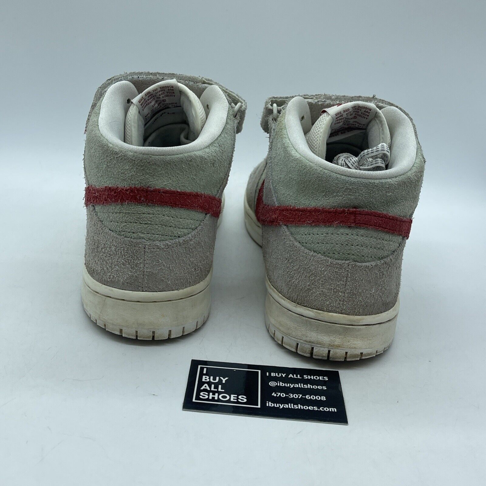 Size 12 - Nike SB Dunk Mid White Widow Red Grey Suede (AQ2207-163)