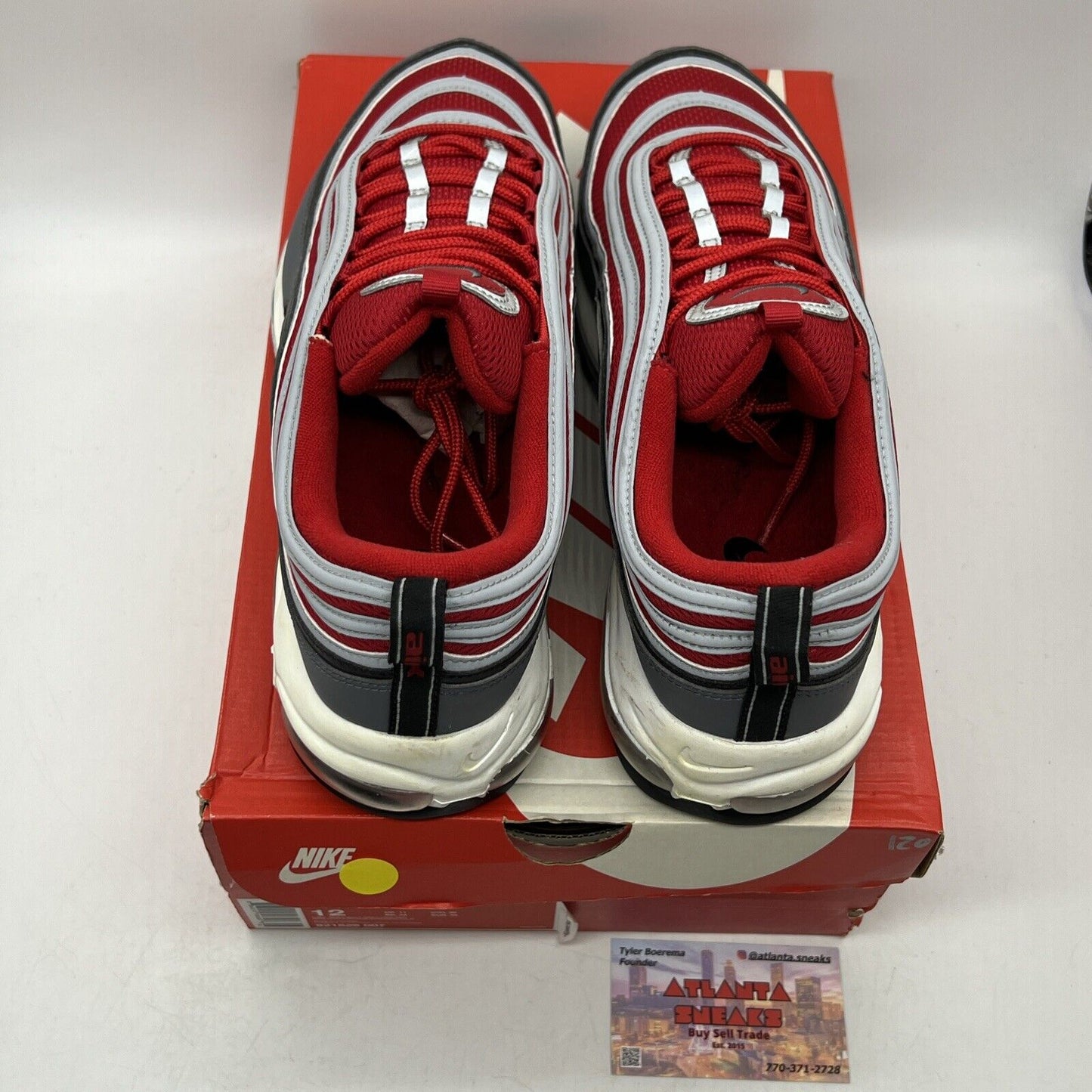 Size 12 - Nike Air Max 97 Gym Red Grey White Black Leather (921826-007)
