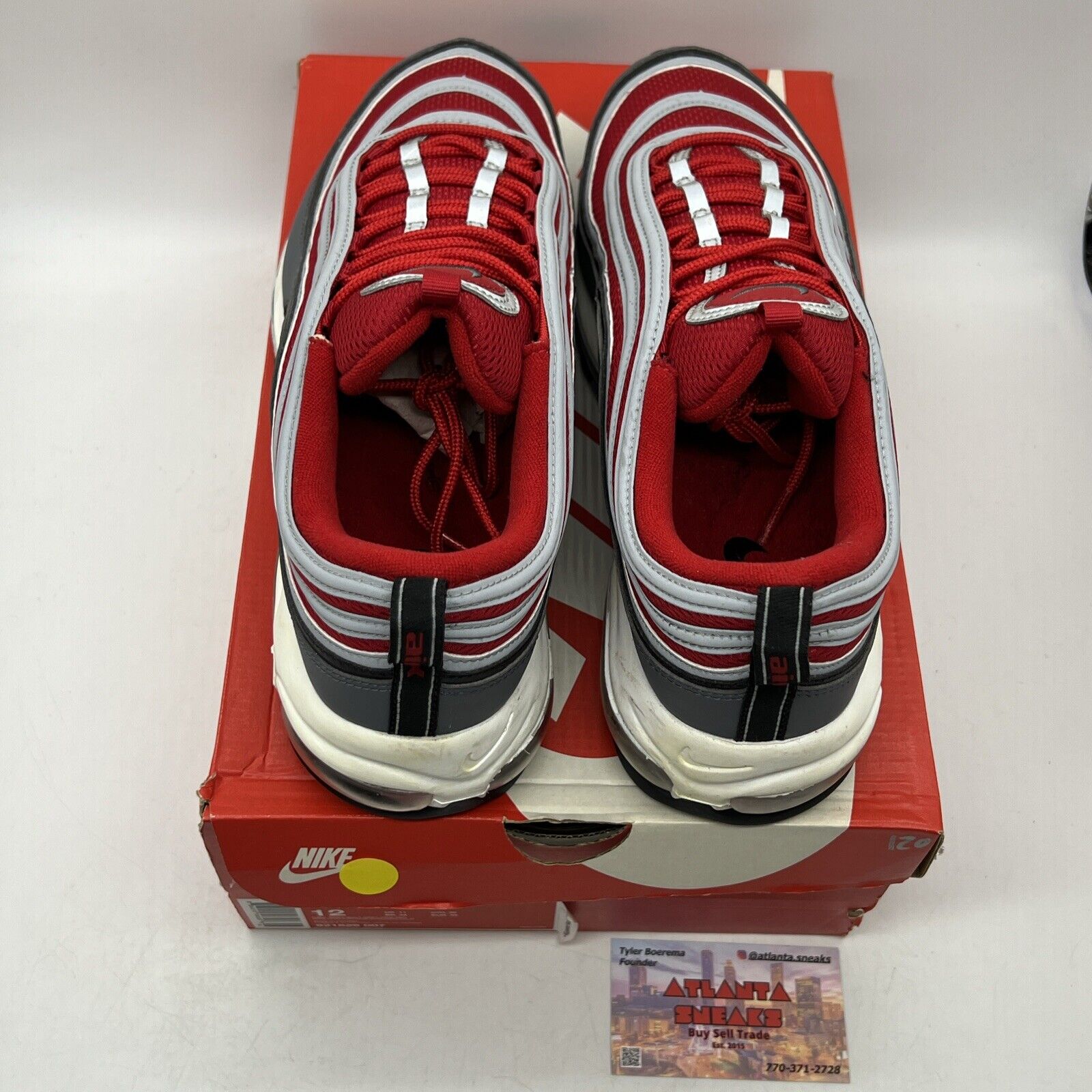 Size 12 - Nike Air Max 97 Gym Red Grey White Black Leather (921826-007)