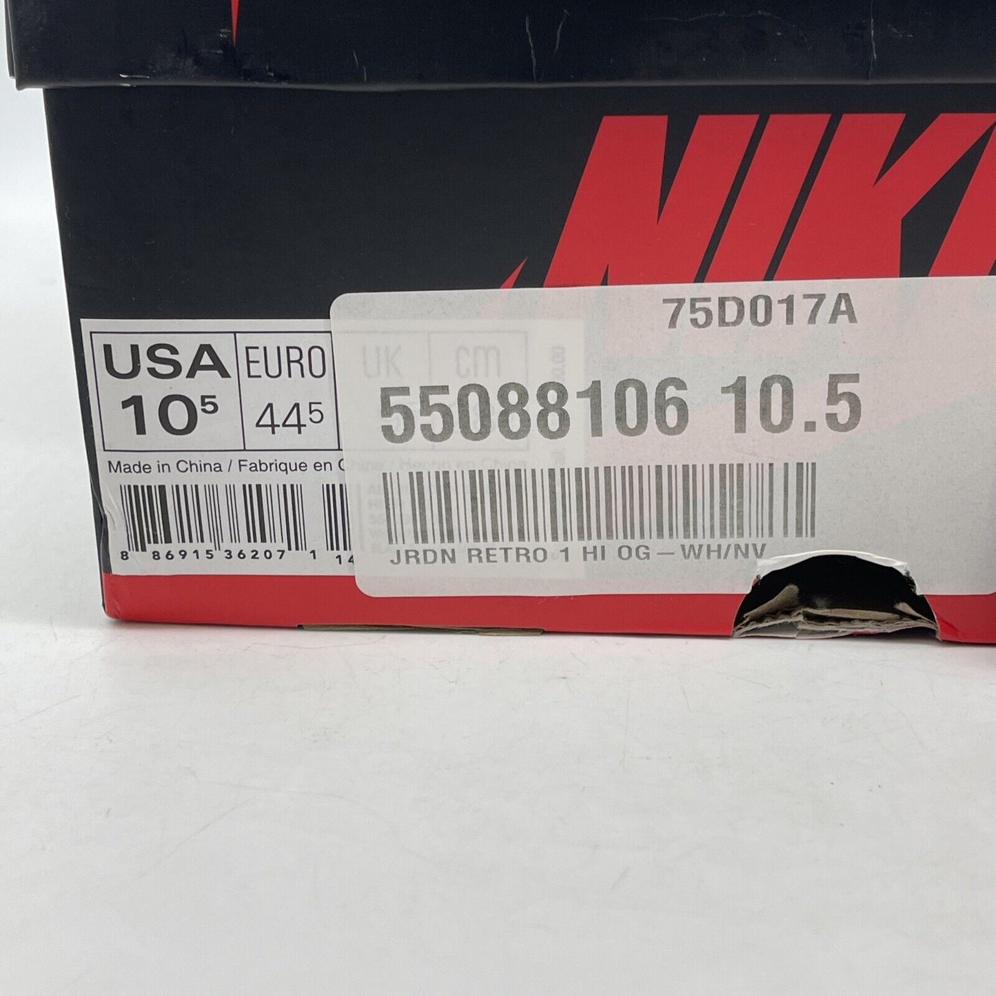 Size 10.5 - Air Jordan 1 Retro OG High Metallic Navy White Leather (555088-106)
