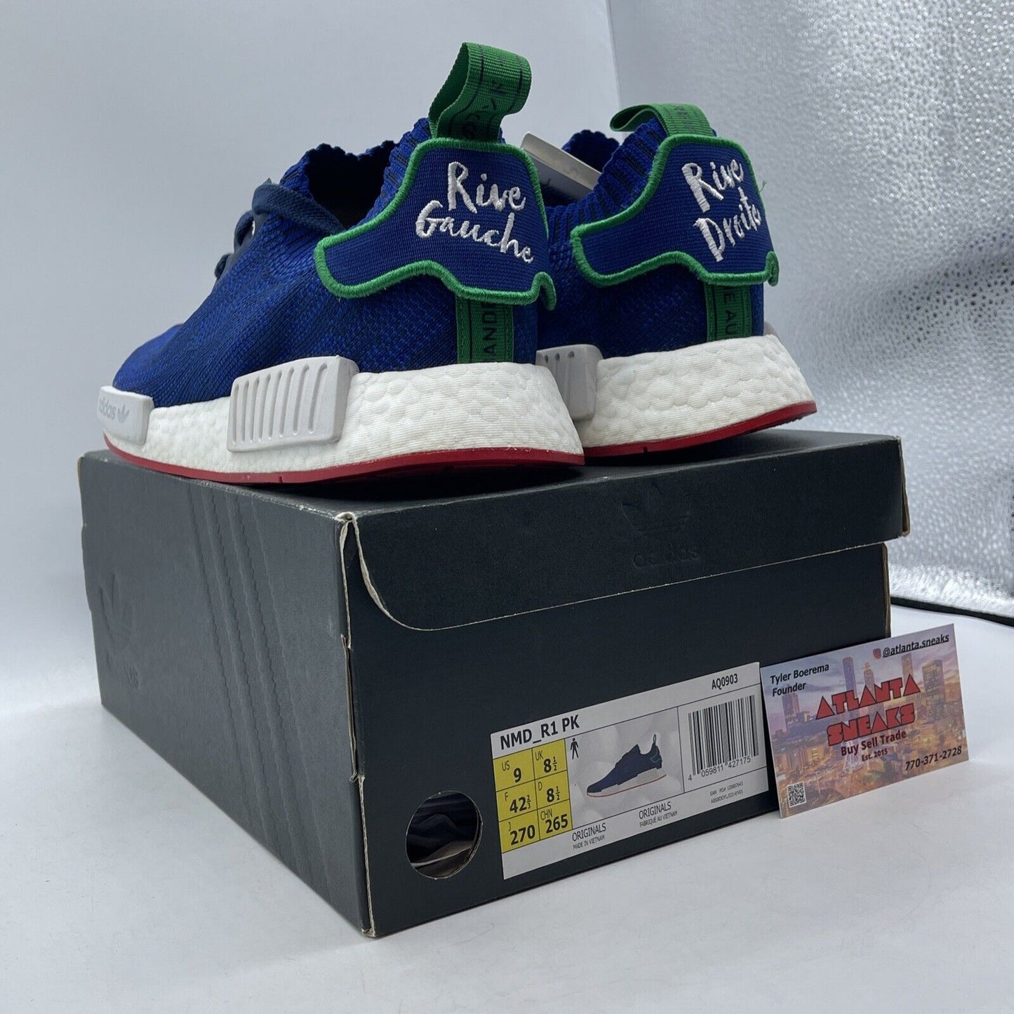 Size 9 - adidas Bleu de Paname x NMD_R1 Paris Blue White Red Green (AQ0903)