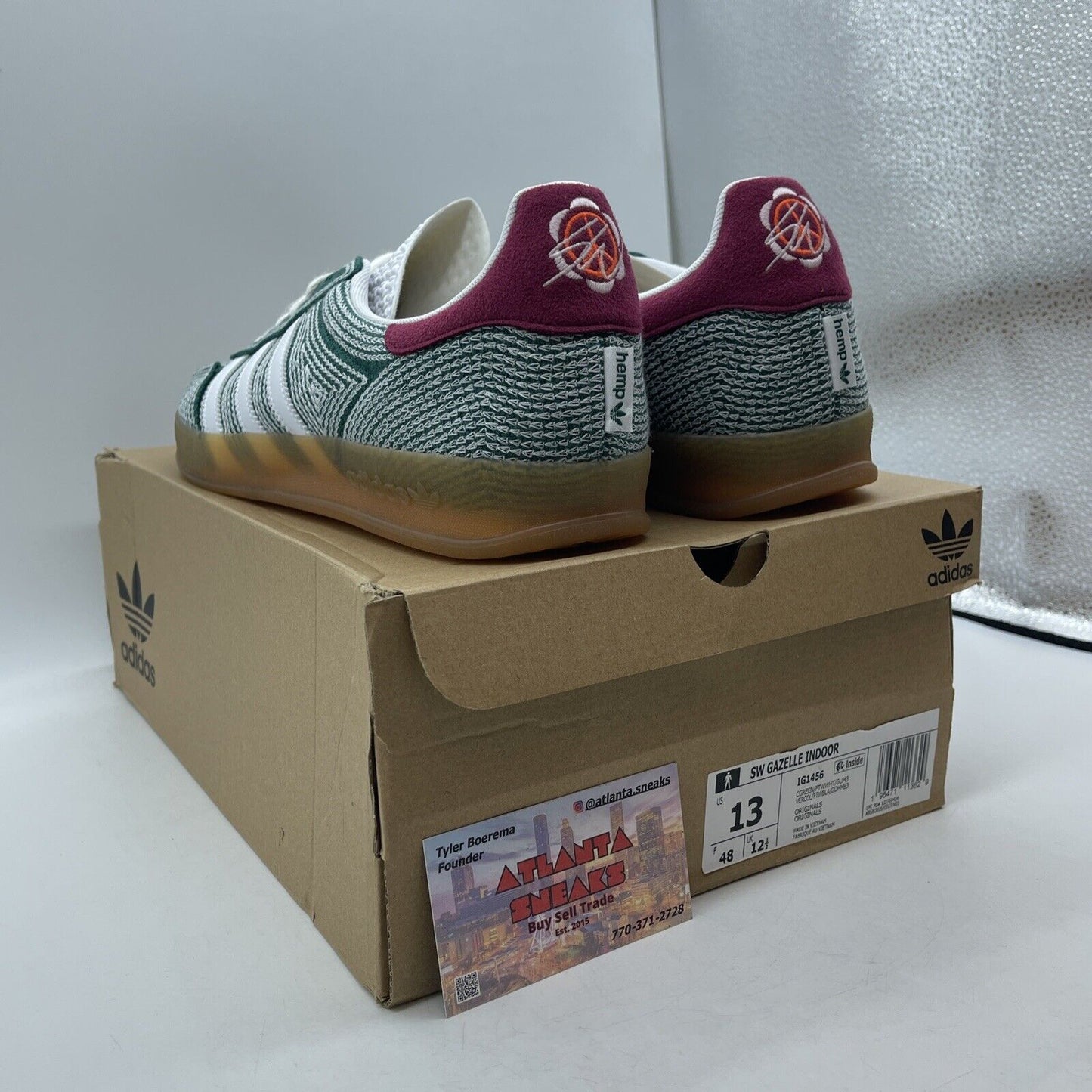 Size 13 - adidas Sean Wotherspoon x Gazelle Indoor Green Hemp Green (IG1456)