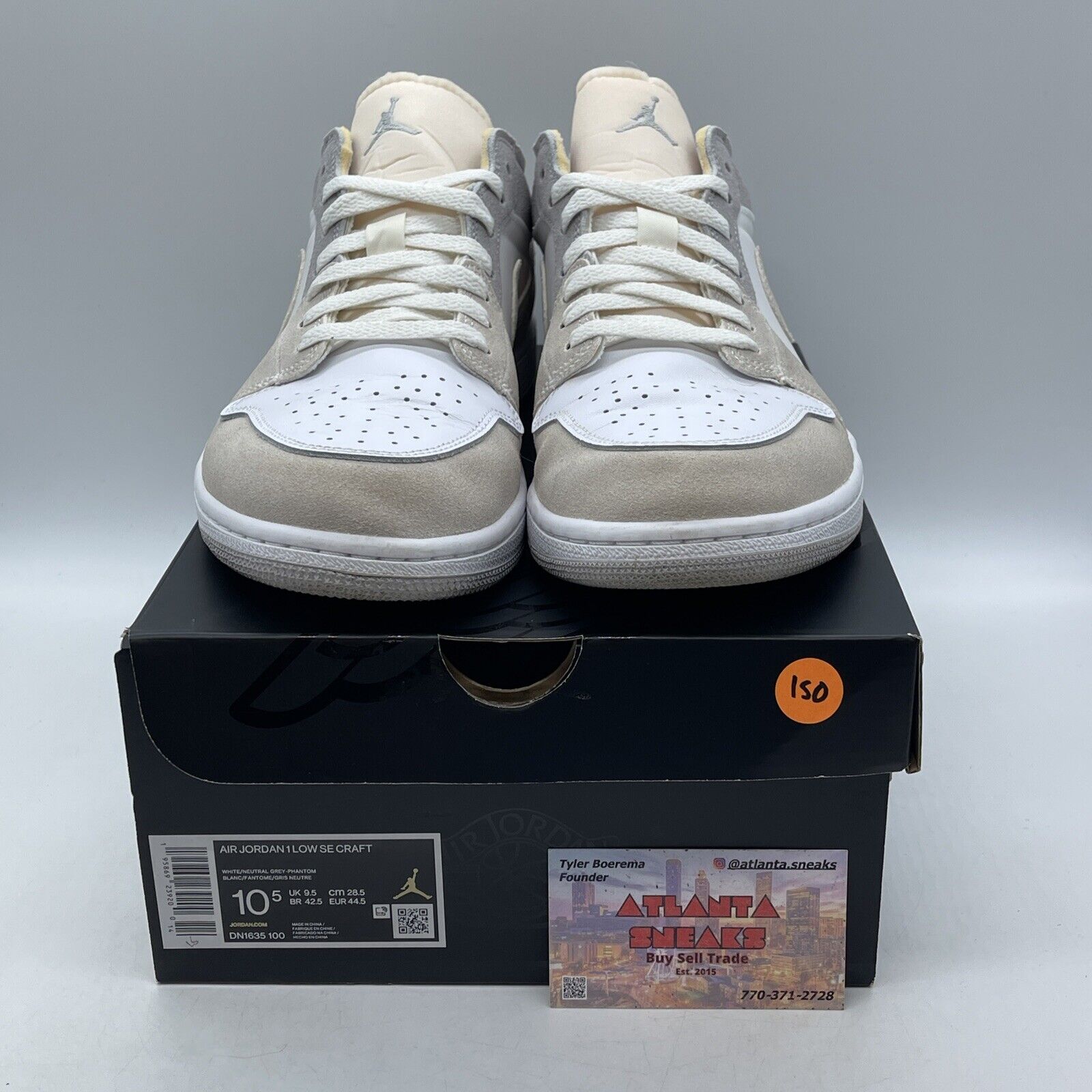 Size 10.5 - Air Jordan 1 SE Craft Low Inside Out Grey White Suede (DN1635-100)