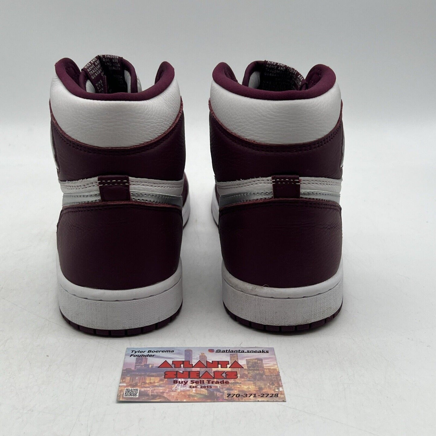 Size 9.5 - Jordan 1 Retro High OG Bordeaux White Silver Leather (555088-611)