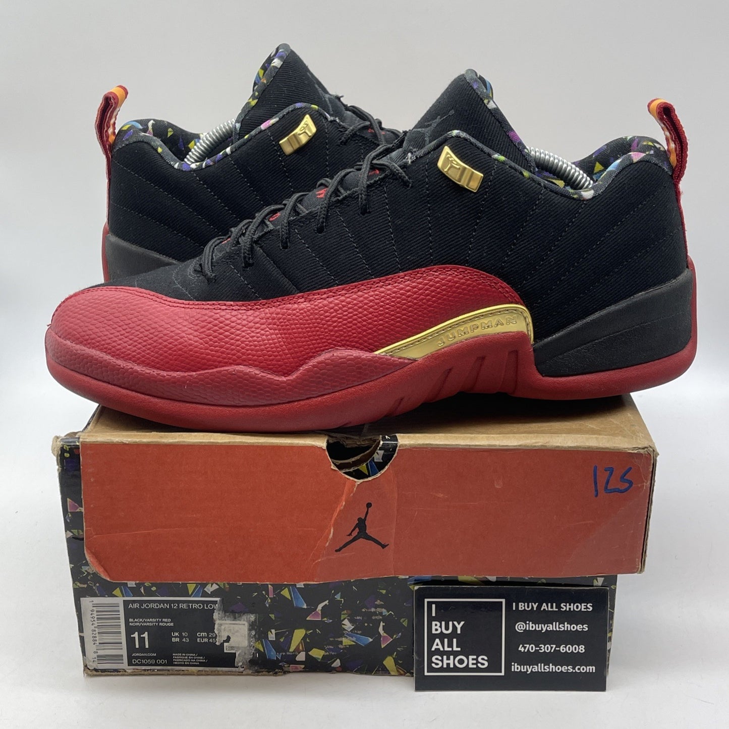 Size 11 -Nike Air Jordan 12 Retro Low SE Super Bowl Black Varsity Red DC1059-001