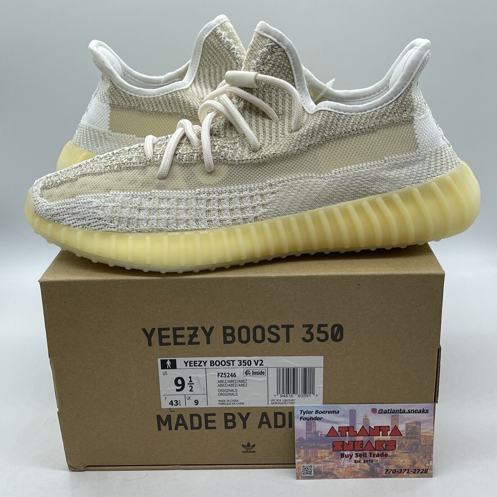 Size 9.5 - adidas Yeezy Boost 350 V2 Natural Yellow White Suede (FZ5246)