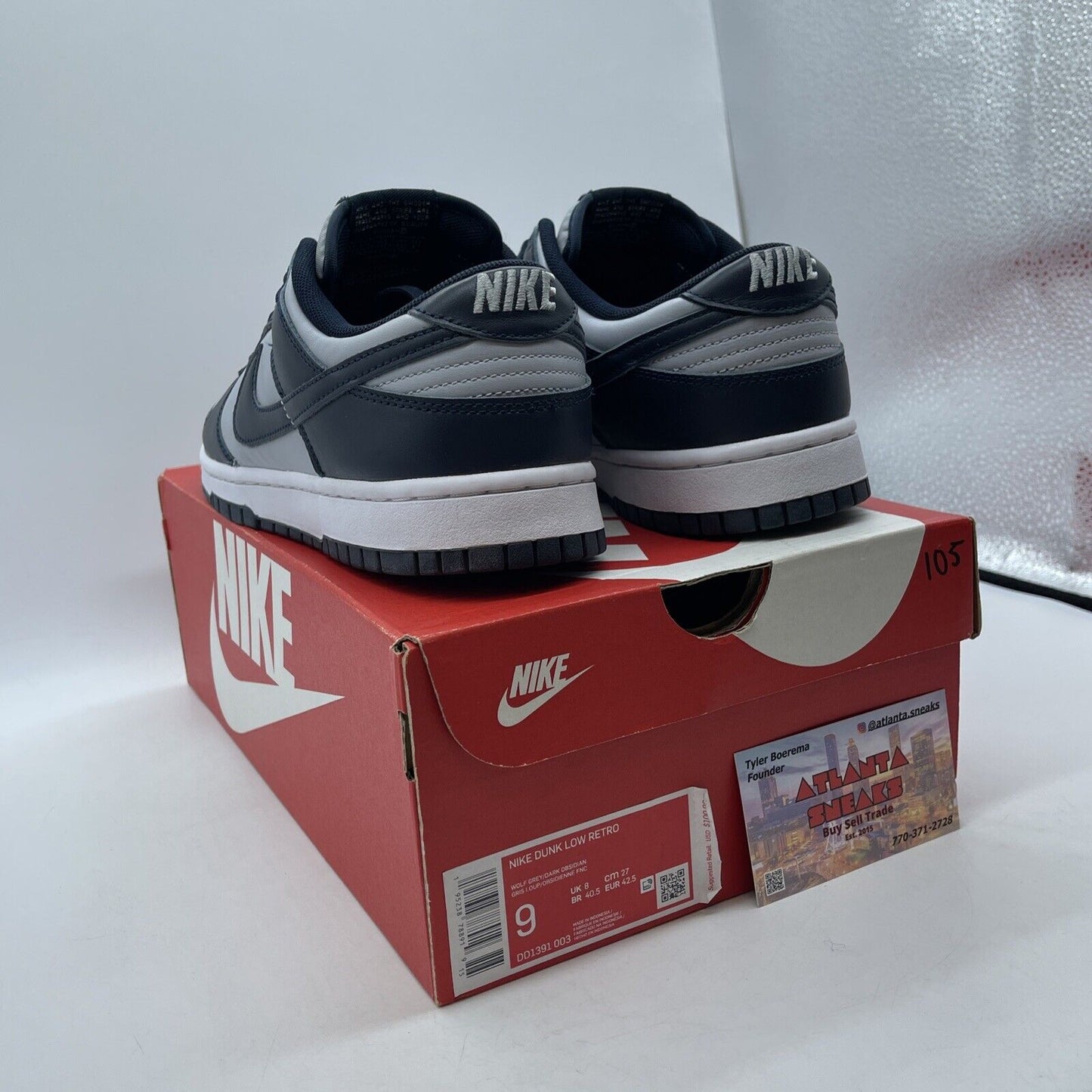 Size 9 - Nike Dunk Low Georgetown Navy White Grey Leather (DD1391-003)