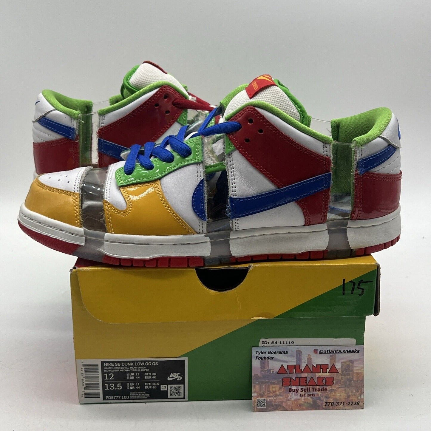 Size 12 - Nike Dunk Low SB Sandy Bodecker Yellow Leathe Red Green (FD8777-100)