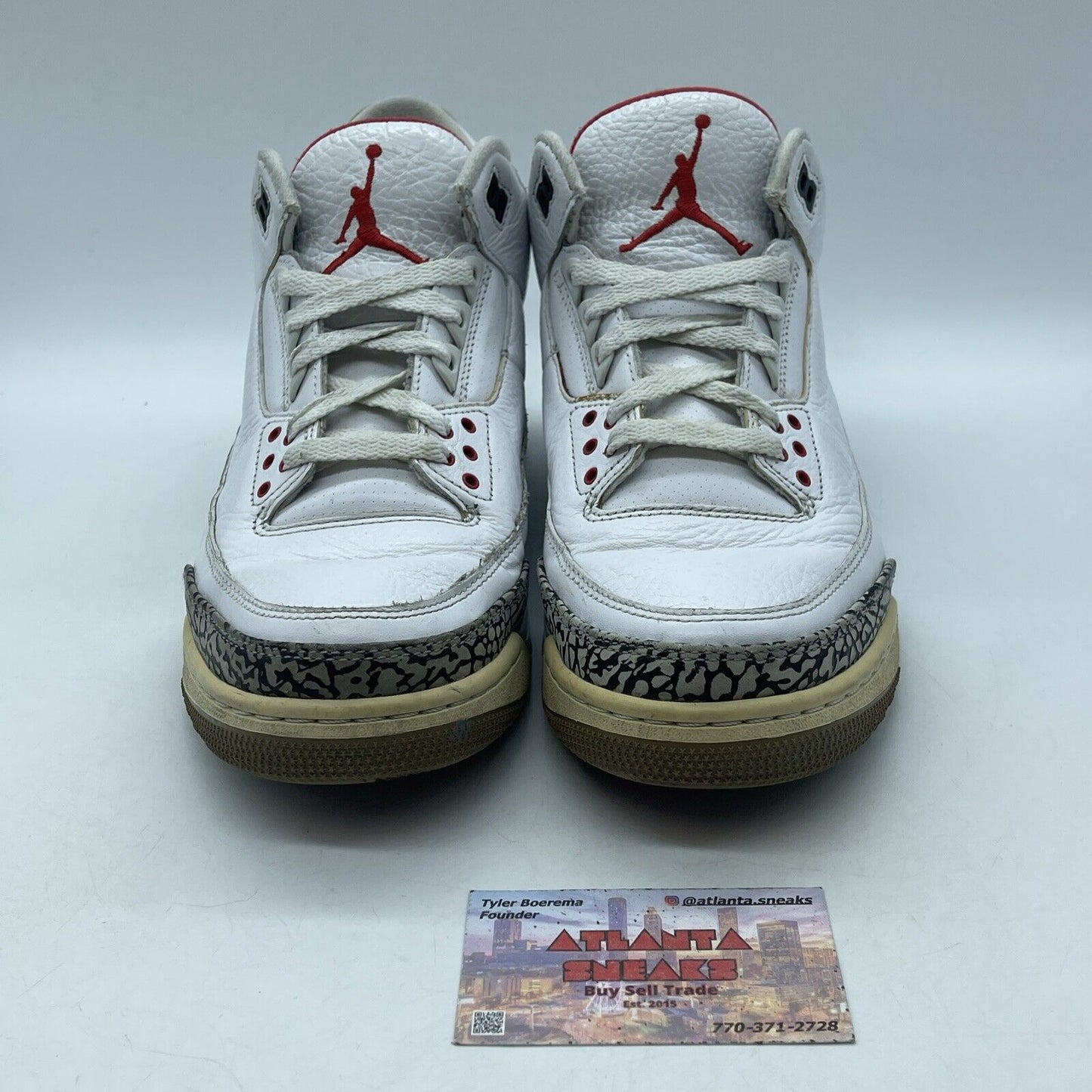 Size 9.5 - Jordan 3 Retro White Cement 2011 Leather Grey Suede (136064-105)