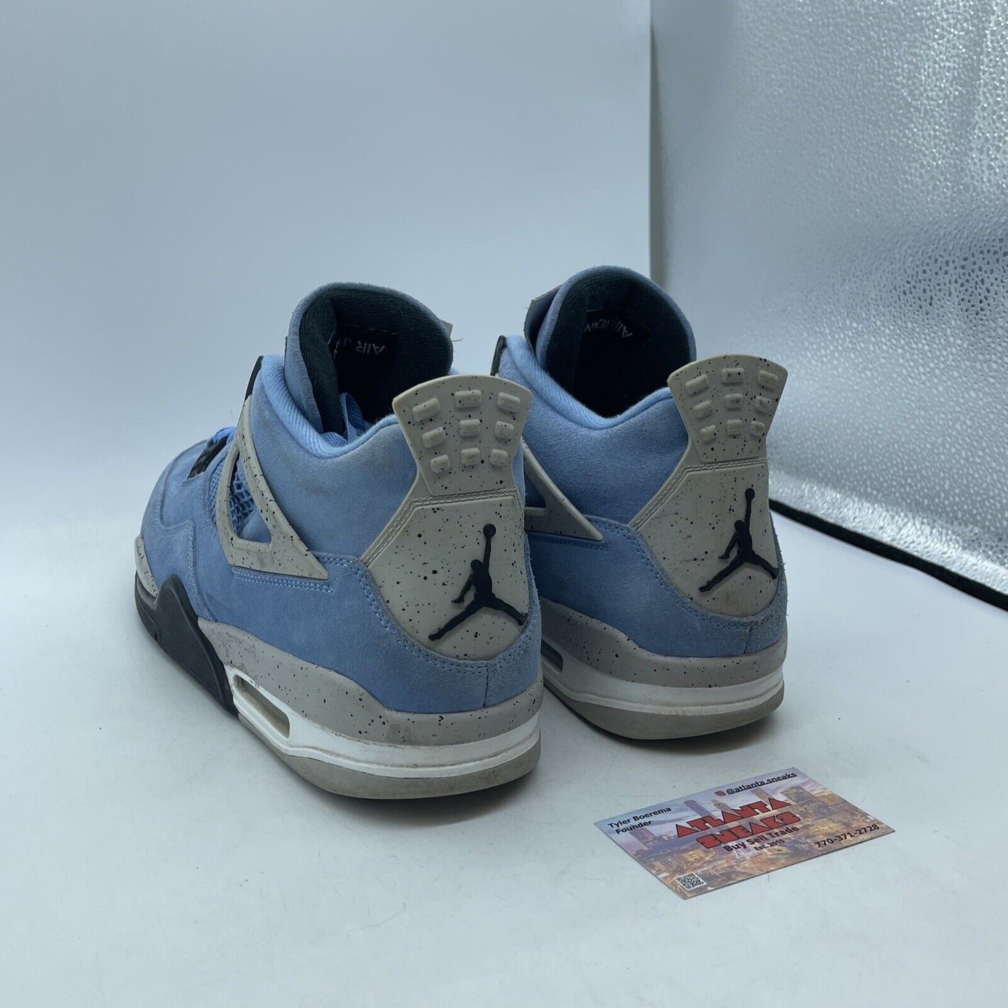 Size 12 - Jordan 4 Retro Mid University Blue Grey Black Suede Leather CT8527-400