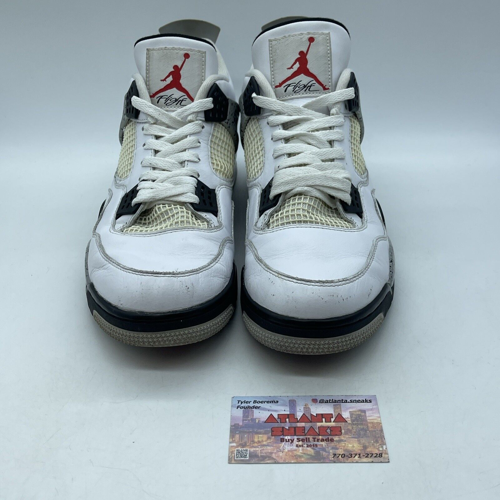 Size 13 - Jordan 4 Retro OG Mid White Cement Black Grey Leather (840606-192)