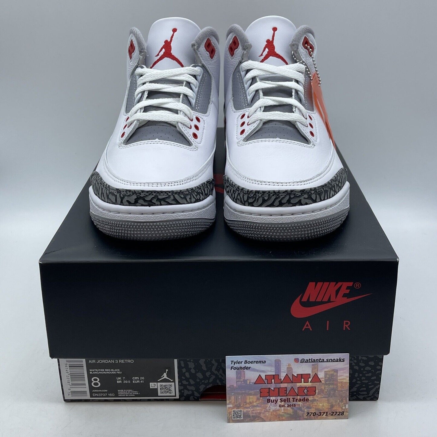 Size 8 - Jordan 3 Retro Mid Fire Red White Grey Suede Leather (DN3707-160)