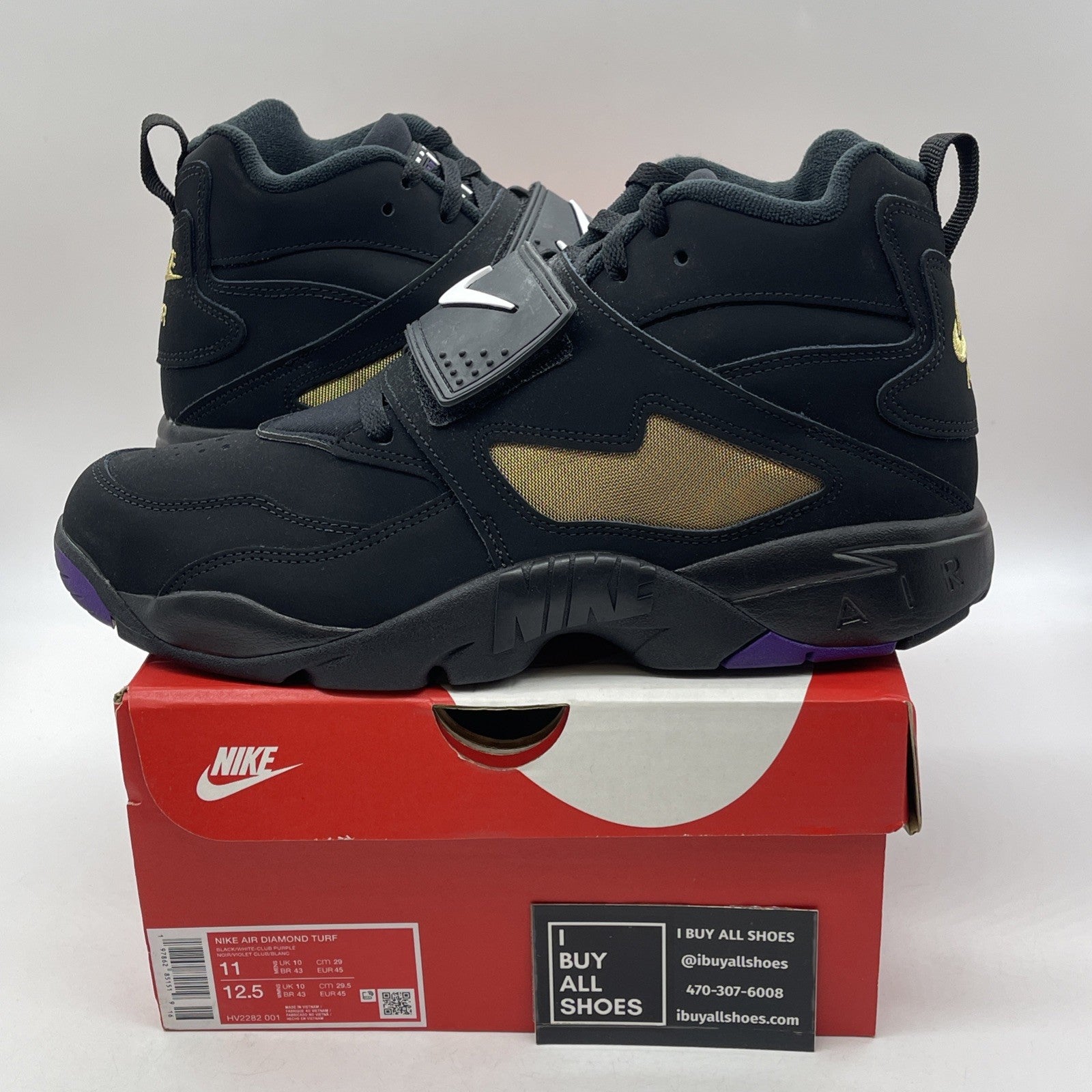 Size 11 - Nike Air Diamond Turf 2025 Ravens Black Gold Suede (HV2282-001)