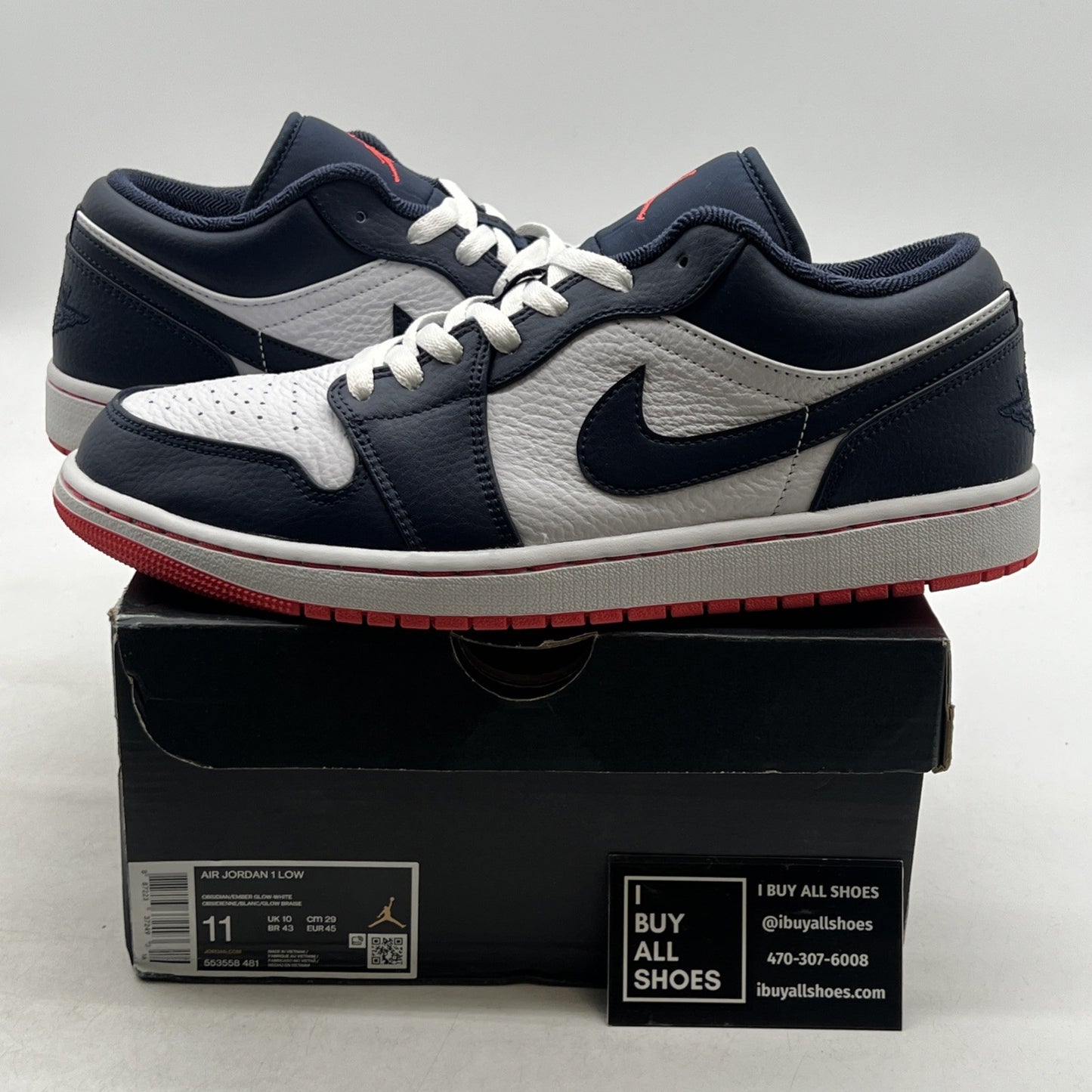 Size 11 - Air Jordan 1 Retro Low Obsidian Ember (553558-481)