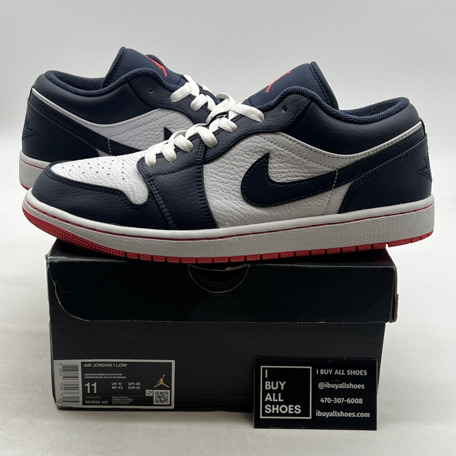 Size 11 - Air Jordan 1 Retro Low Obsidian Ember (553558-481)