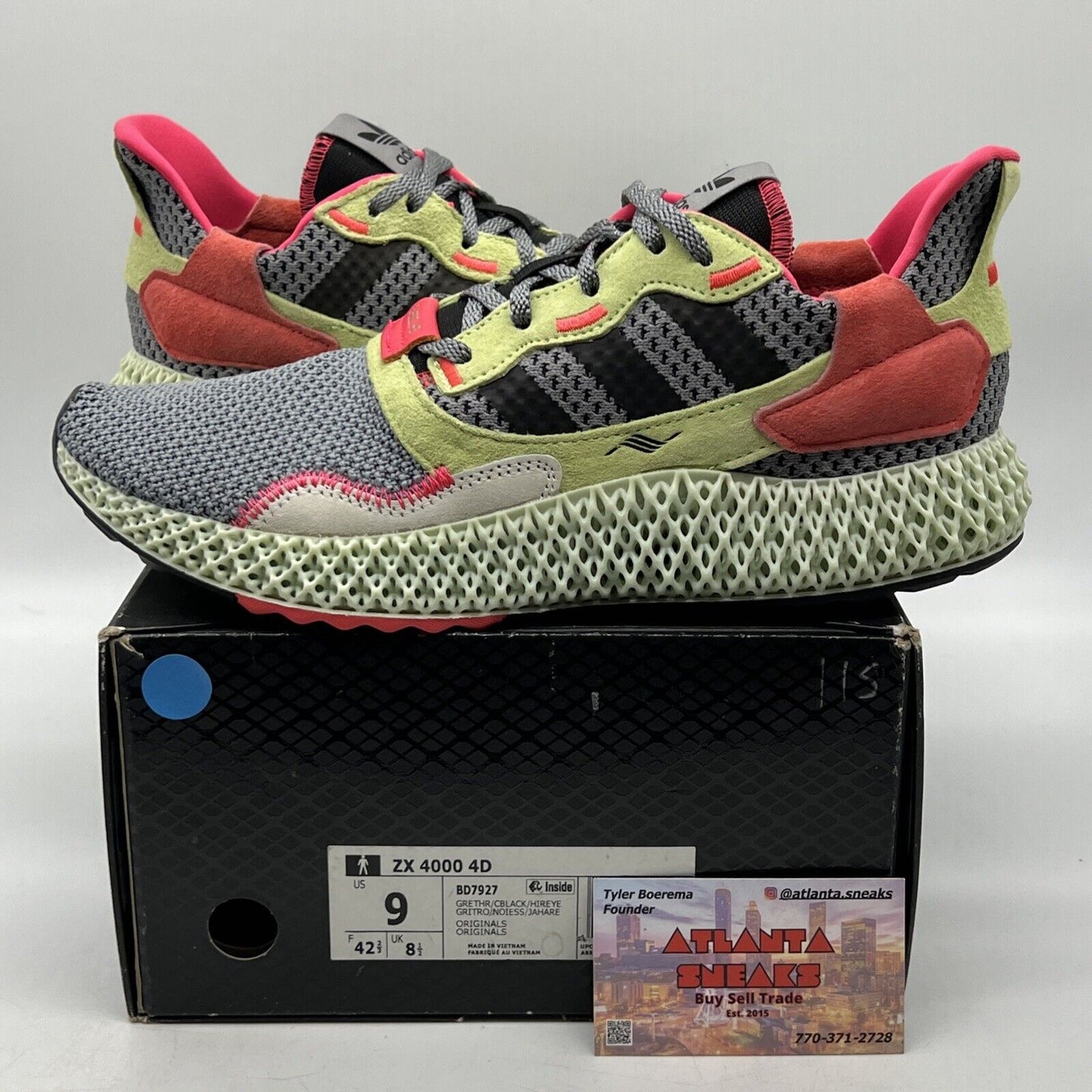 Size 9 - adidas ZX 4000 Futurecraft 4D Grey Yellow (BD7927)