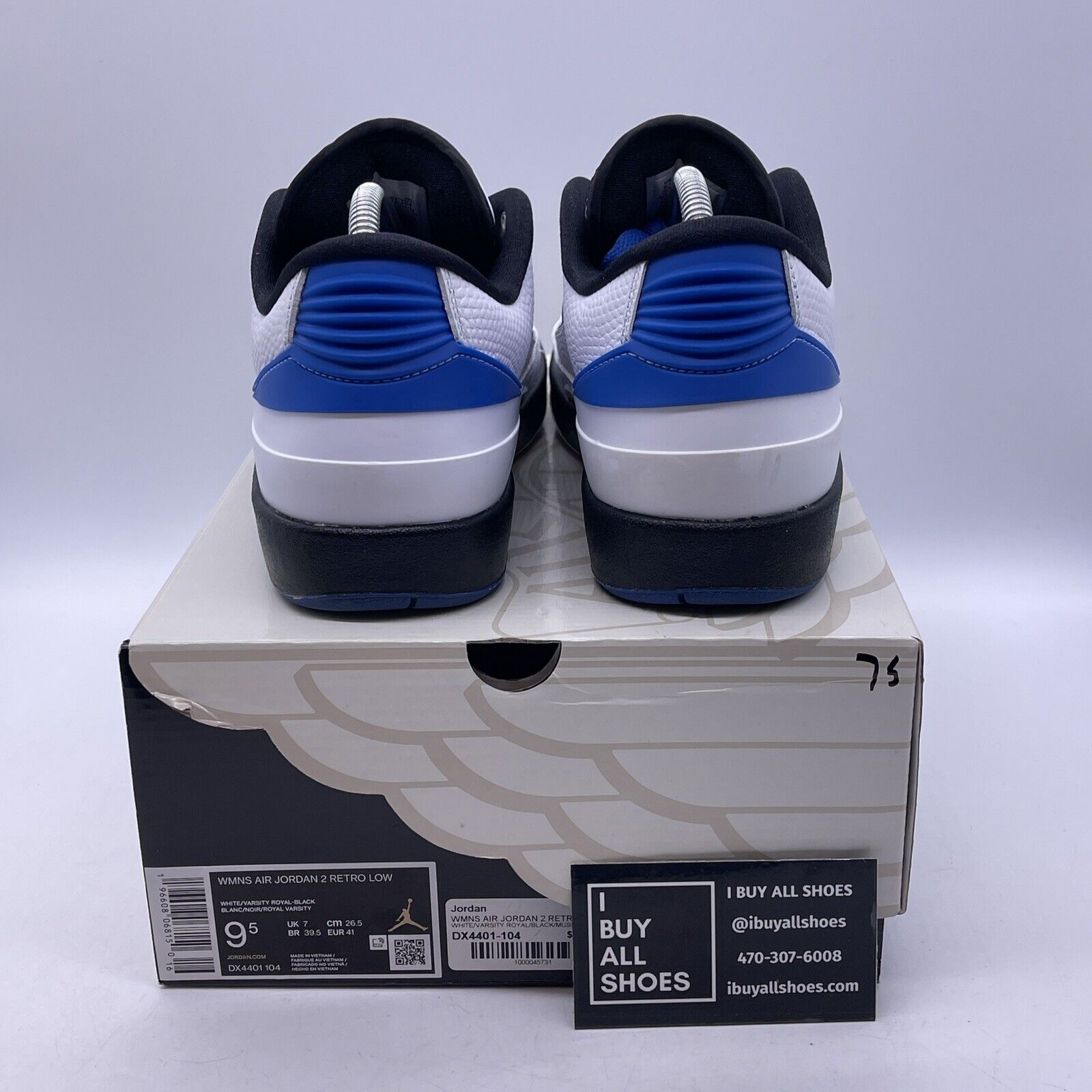Size 9.5W - Air Jordan 2 Retro Low Varsity Royal Blue White (DX4401-104)