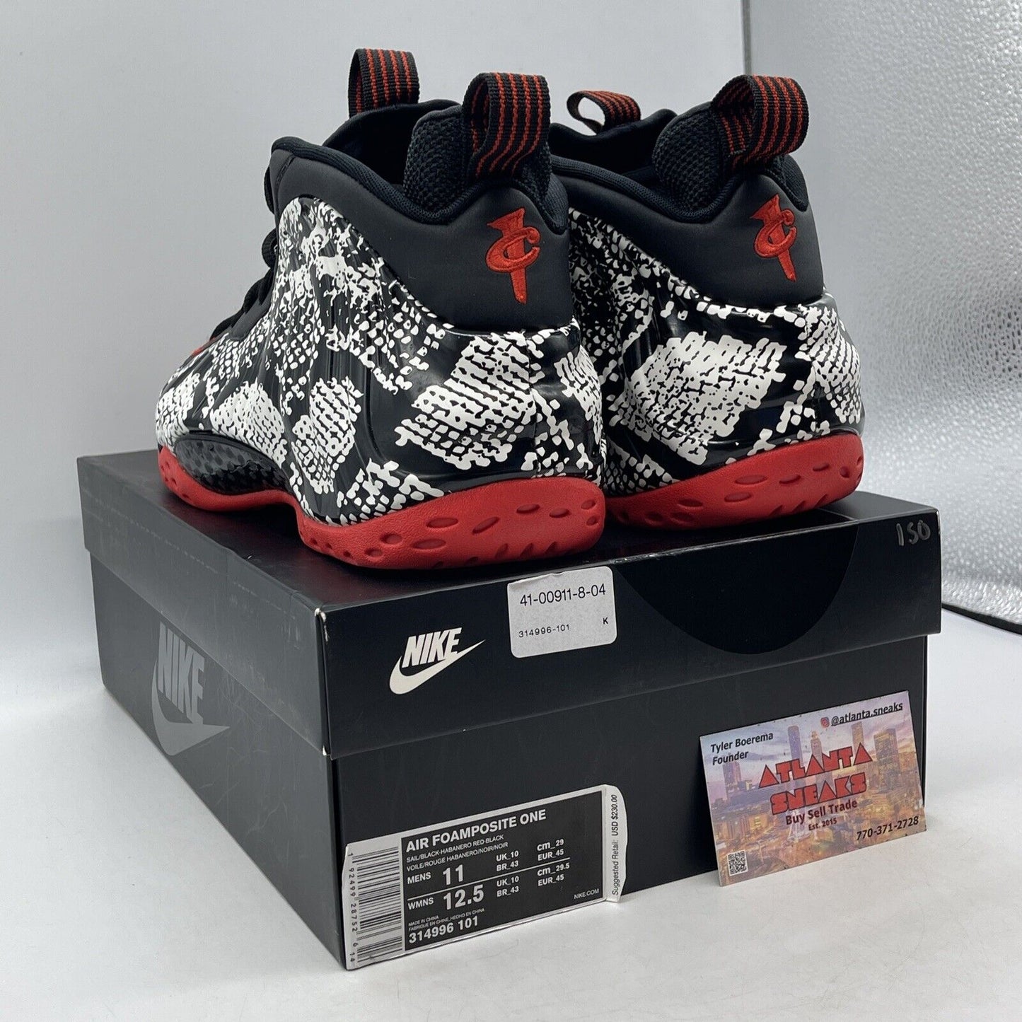 Size 11 - Nike Air Foamposite One Albino Snakeskin Black Leather (314996-101)
