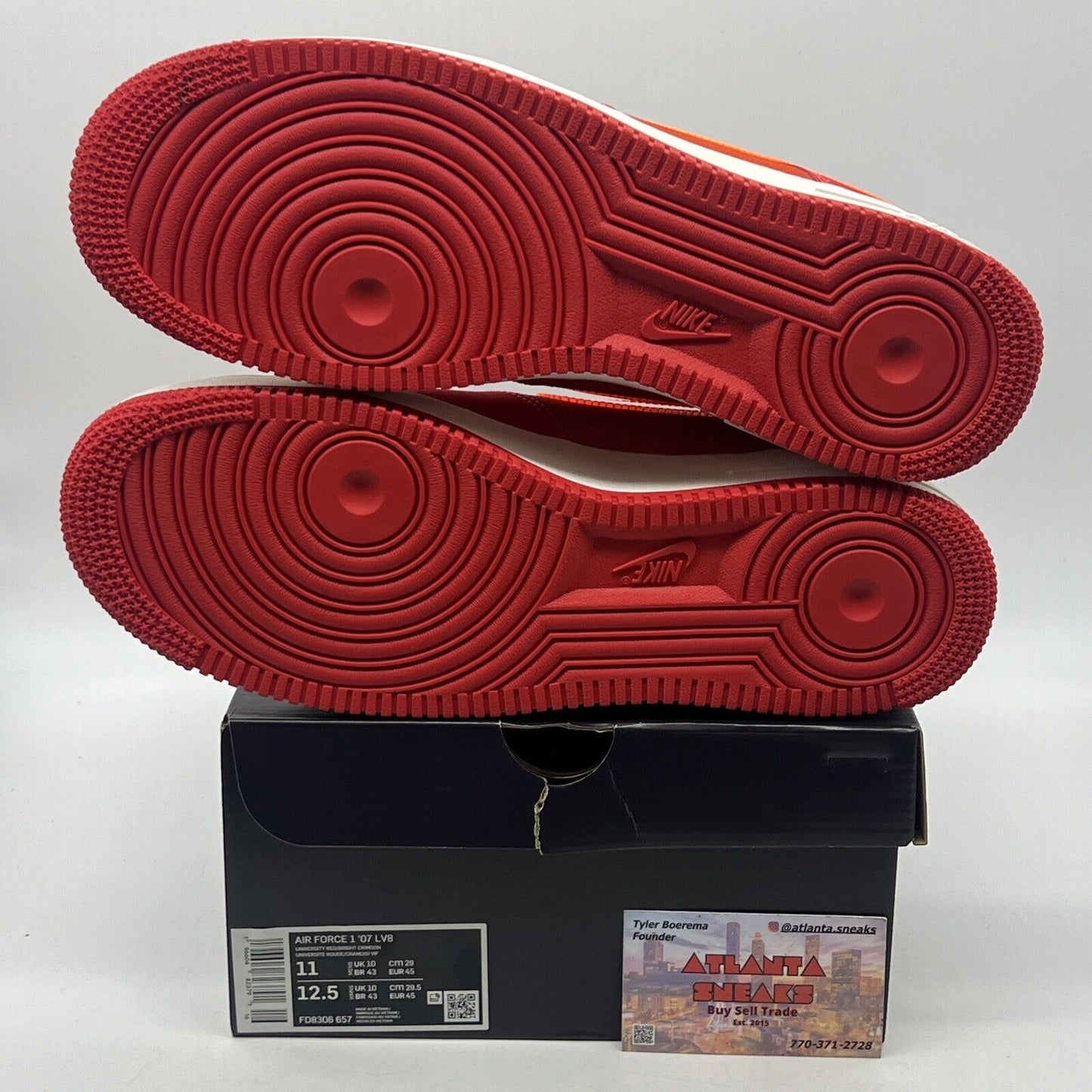 Size 11 - Nike Air Force 1 '07 ATL Red Orange Suede White  (FD8306-657)