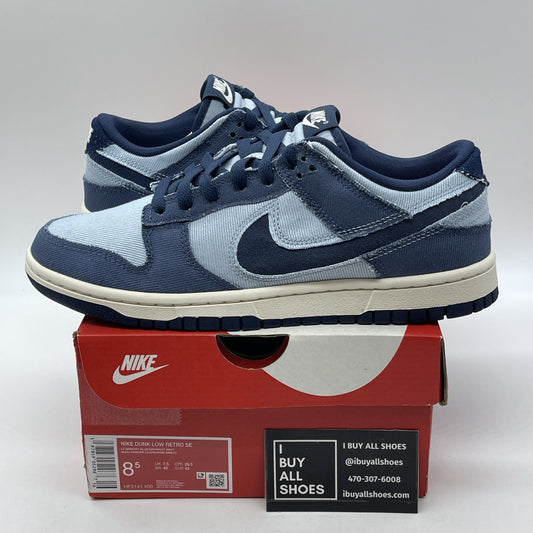 Size 8.5 - Nike Dunk SE Low Light Armory Blue Denim Suede (HF3141-400)