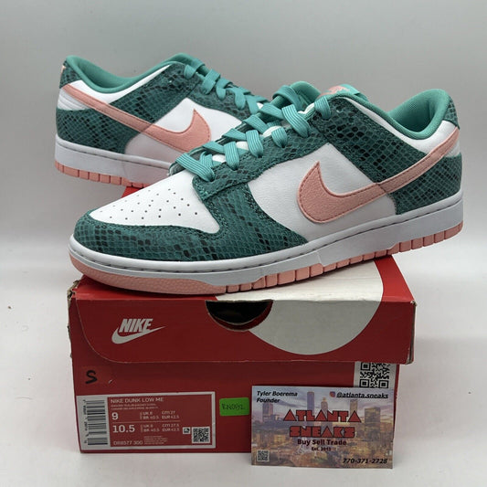 Size 9 - Nike Dunk Low Washed Teal Snakeskin 2022 Brand New Og All