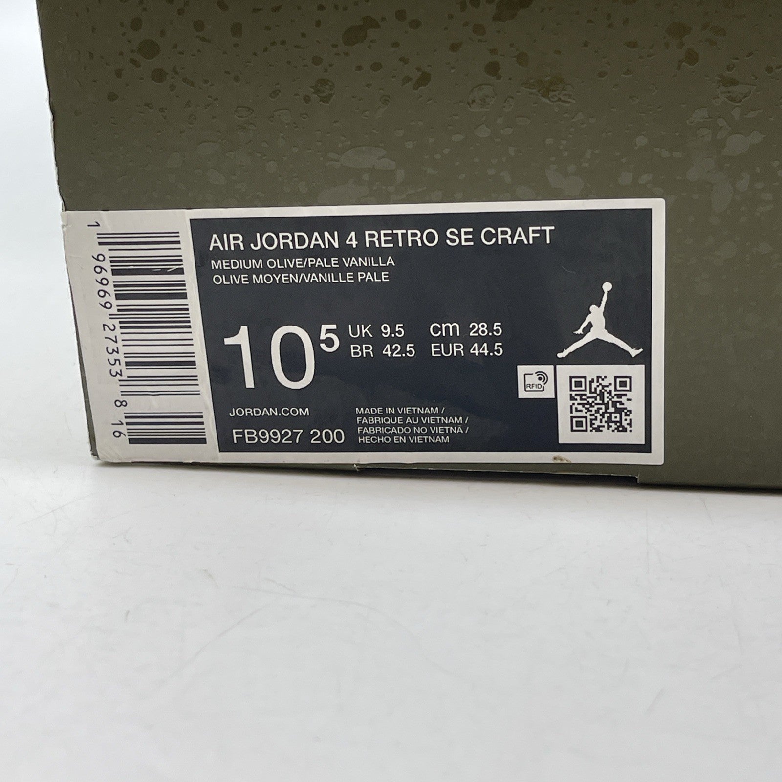 Size 10.5 - Jordan 4 SE Retro Low Craft Olive Black Suede Leather (FB9927-200)