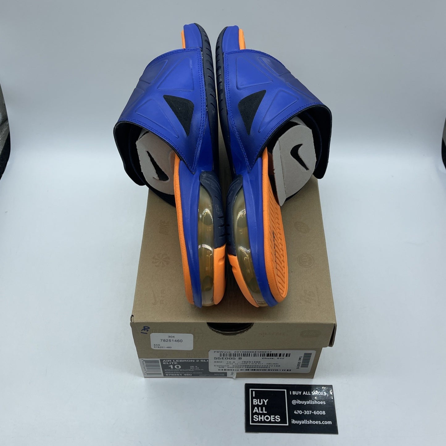 Size -10 Nike Air Max Lebron 2 Slide Elite Blue Black (578351-460)