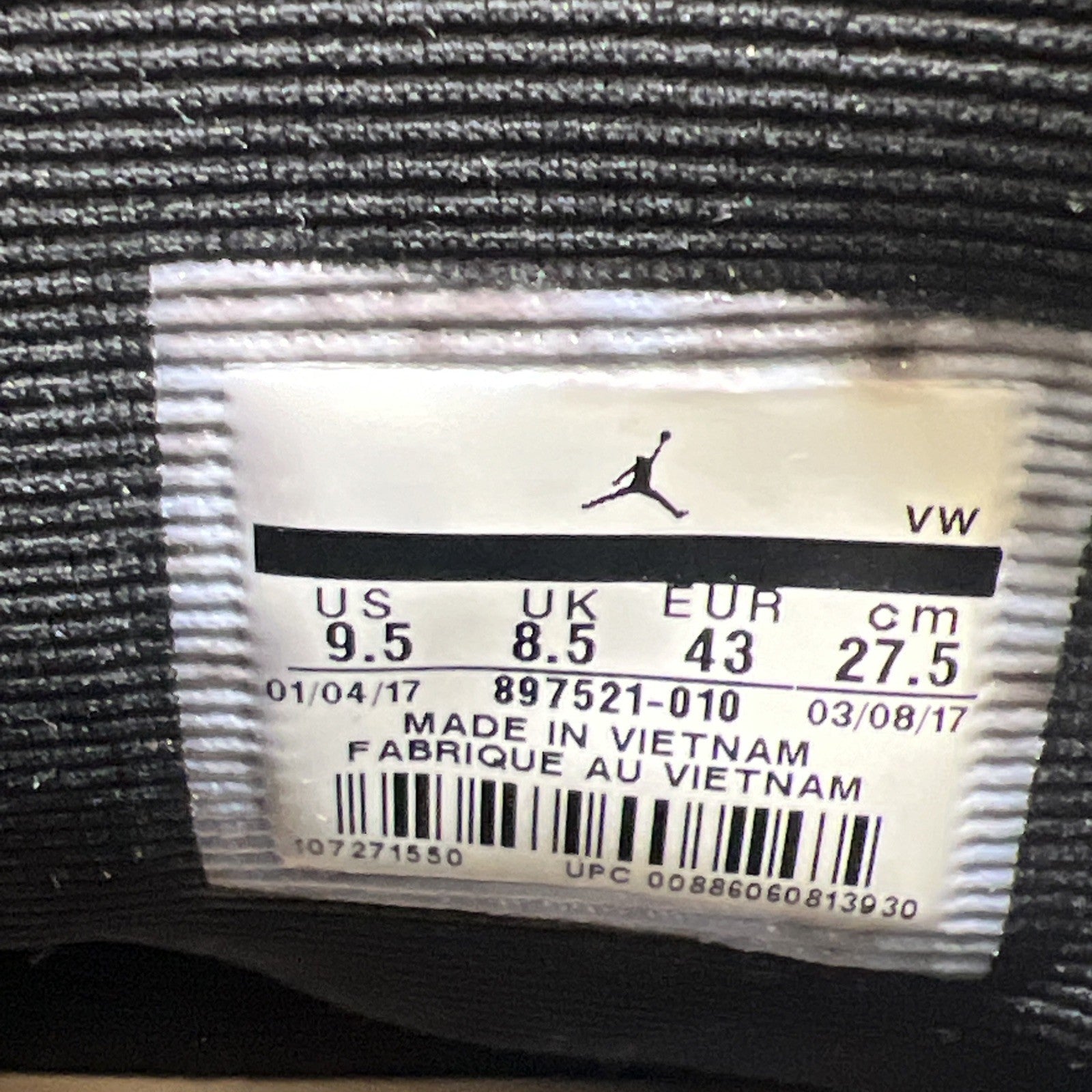 Size 9.5 - Air Jordan 2 Retro Deconstructed Triple Black (897521-010)
