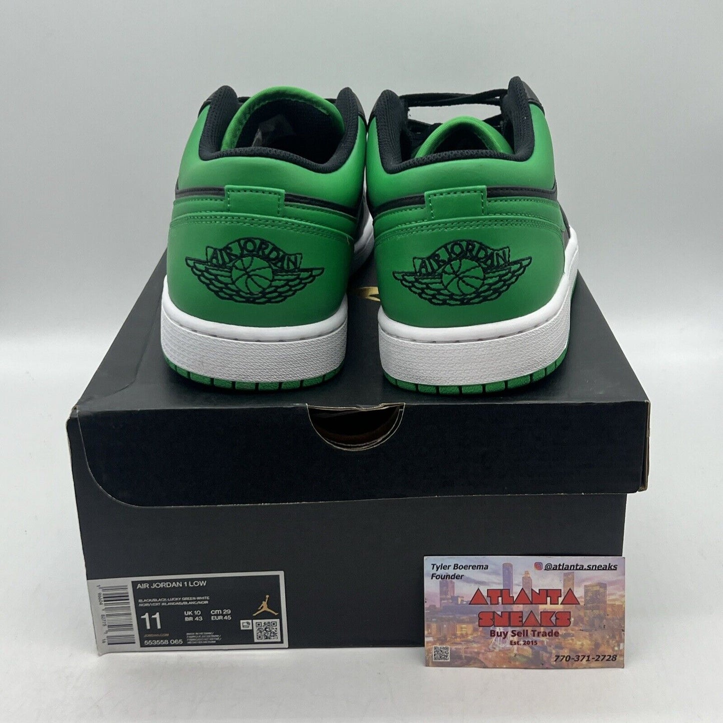 Size 11 - Jordan 1 Low Black Lucky Green Brand New Og All